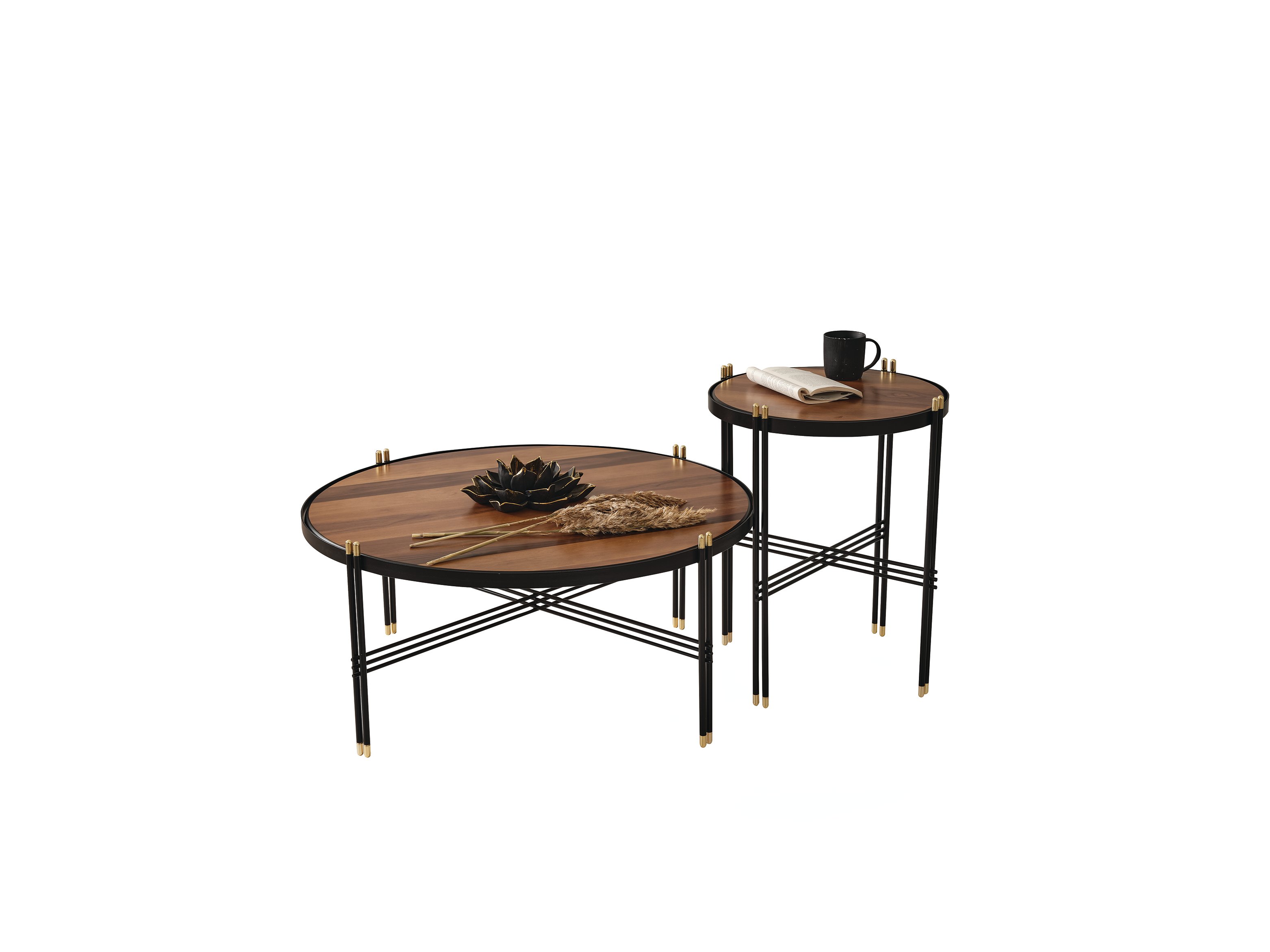 Modern Orta Sehpa Seti Metal Ayaklı 141