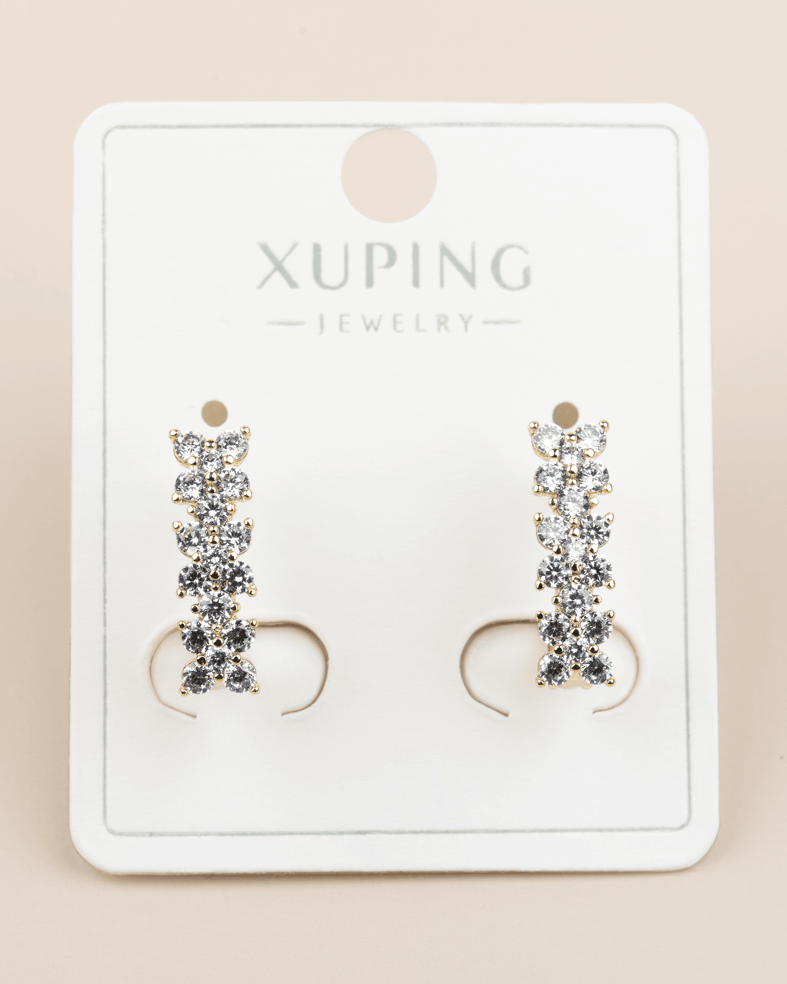 Cassiopeia Xuping Zirkon Taşlı 3 Sıra Çiçek Minimal Çelik Küpe