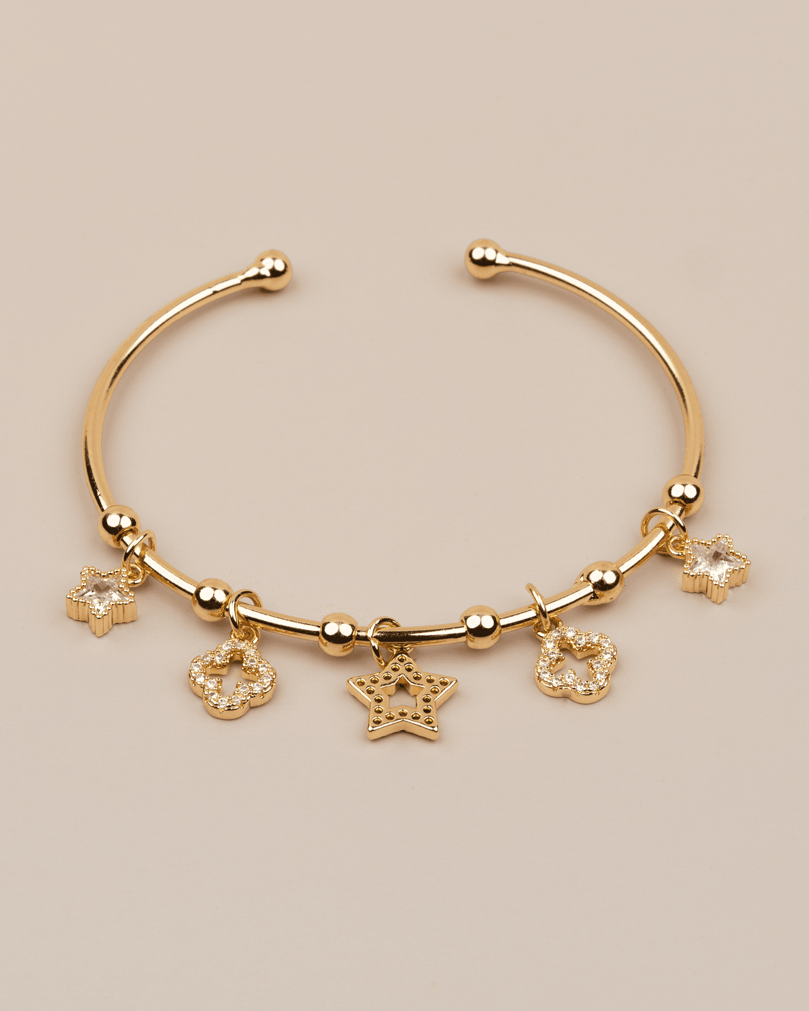 Selya Ayarlanabilir Yıldız Charm Kelepçe Bileklik - Gold
