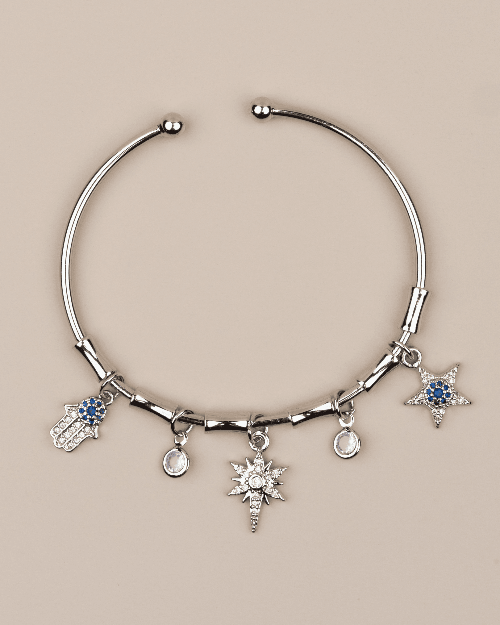 Celestia Ayarlanabilir Kutup Yıldızlı Charm Kelepçe Bileklik - Gümüş