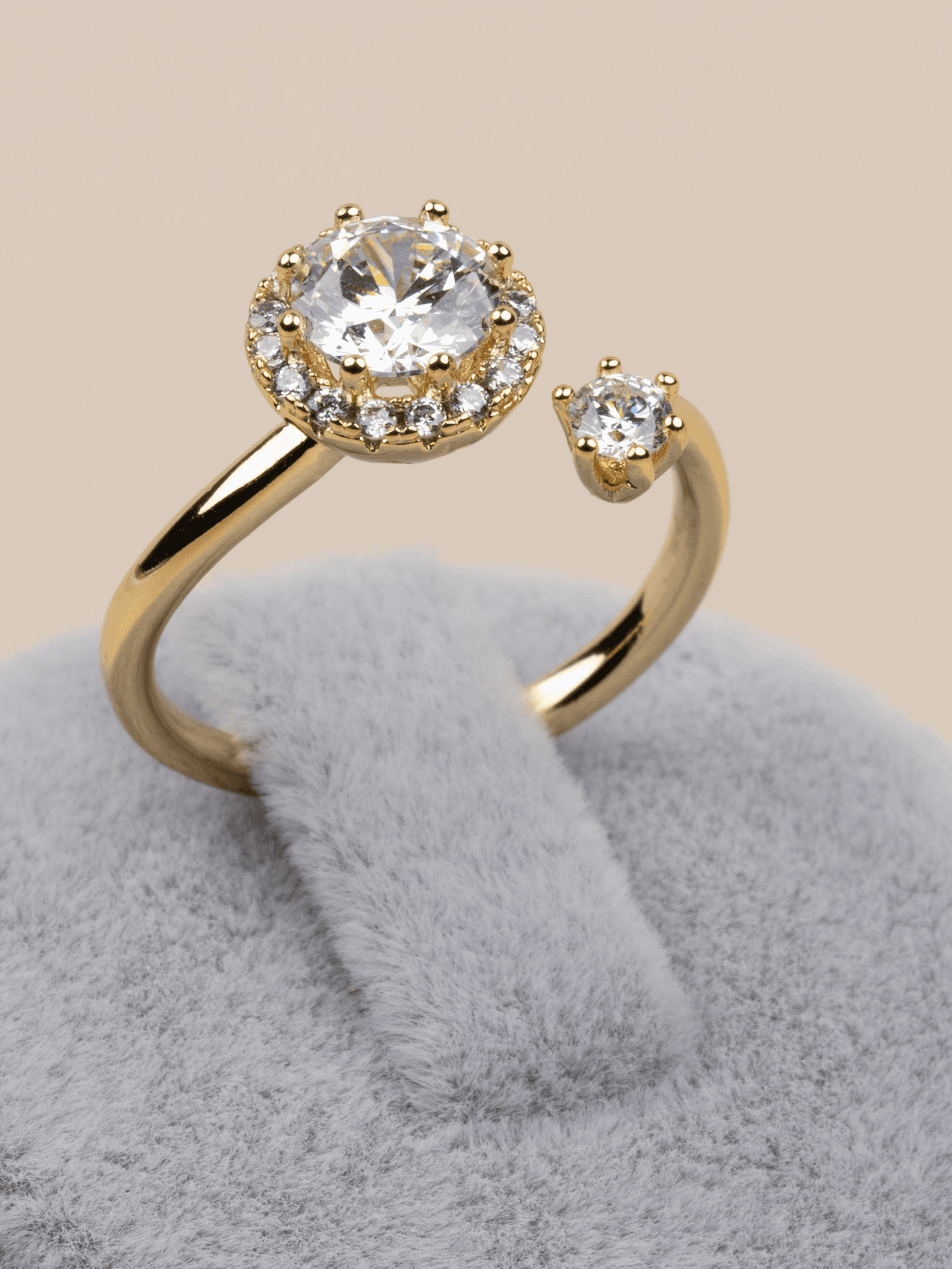Brilloria Zirkon Taşlı 14K Xuping Ayarlanabilir Yüzük