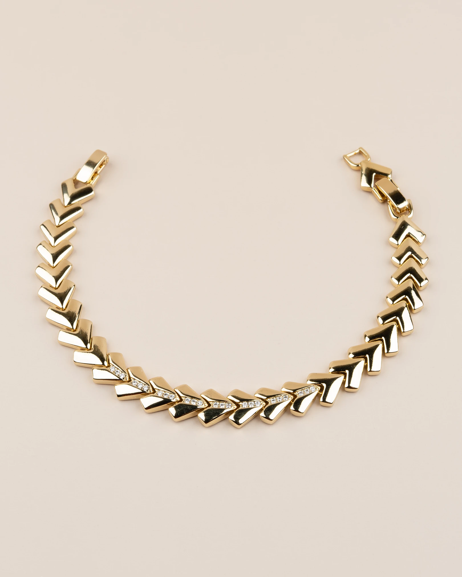 Valestra Gömme Zirkon Taşlı V Geçişli 14K Xuping Bileklik - Gold