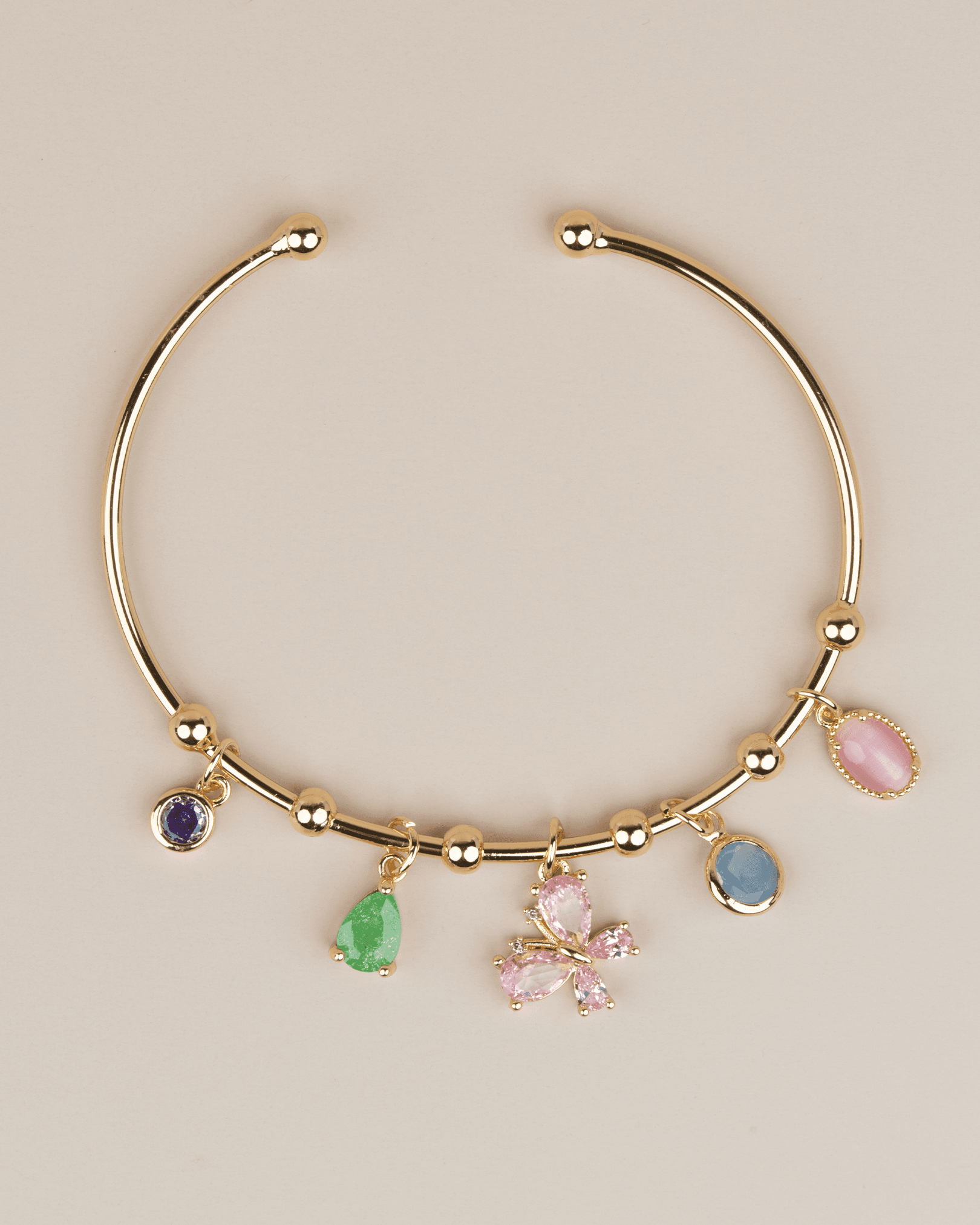 Ayarlanabilir Kelebekli Charm Kelepçe Bileklik - Gold
