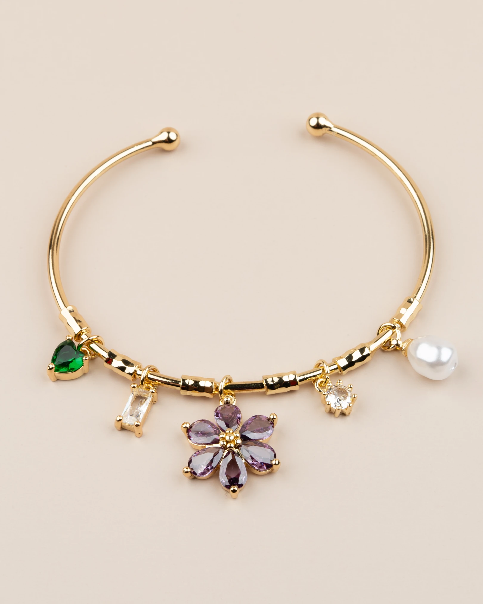 Ayarlanabilir Çiçekli Charm Kelepçe Bileklik