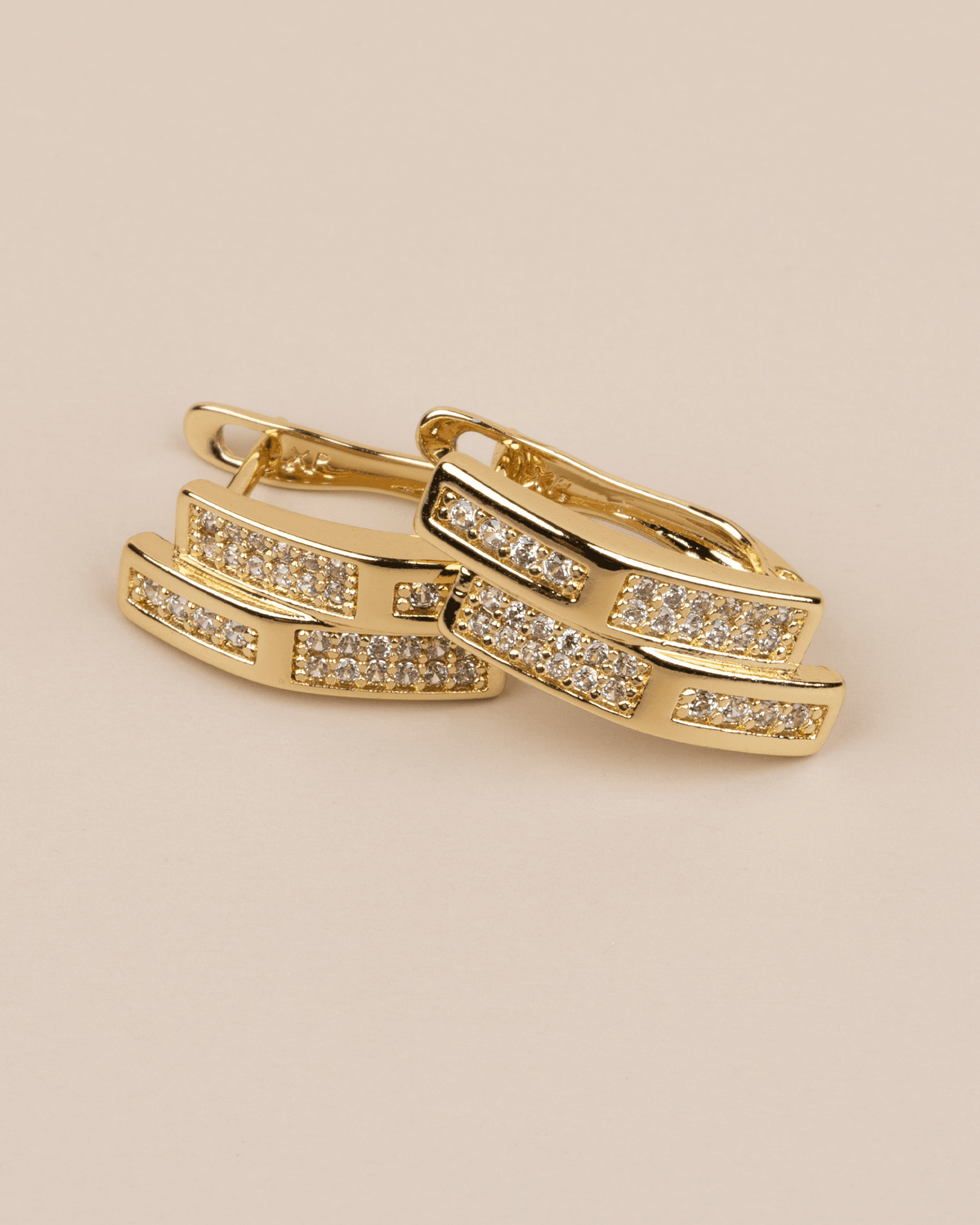 Orvella 14K Xuping Çift Görünümlü Çelik Küpe