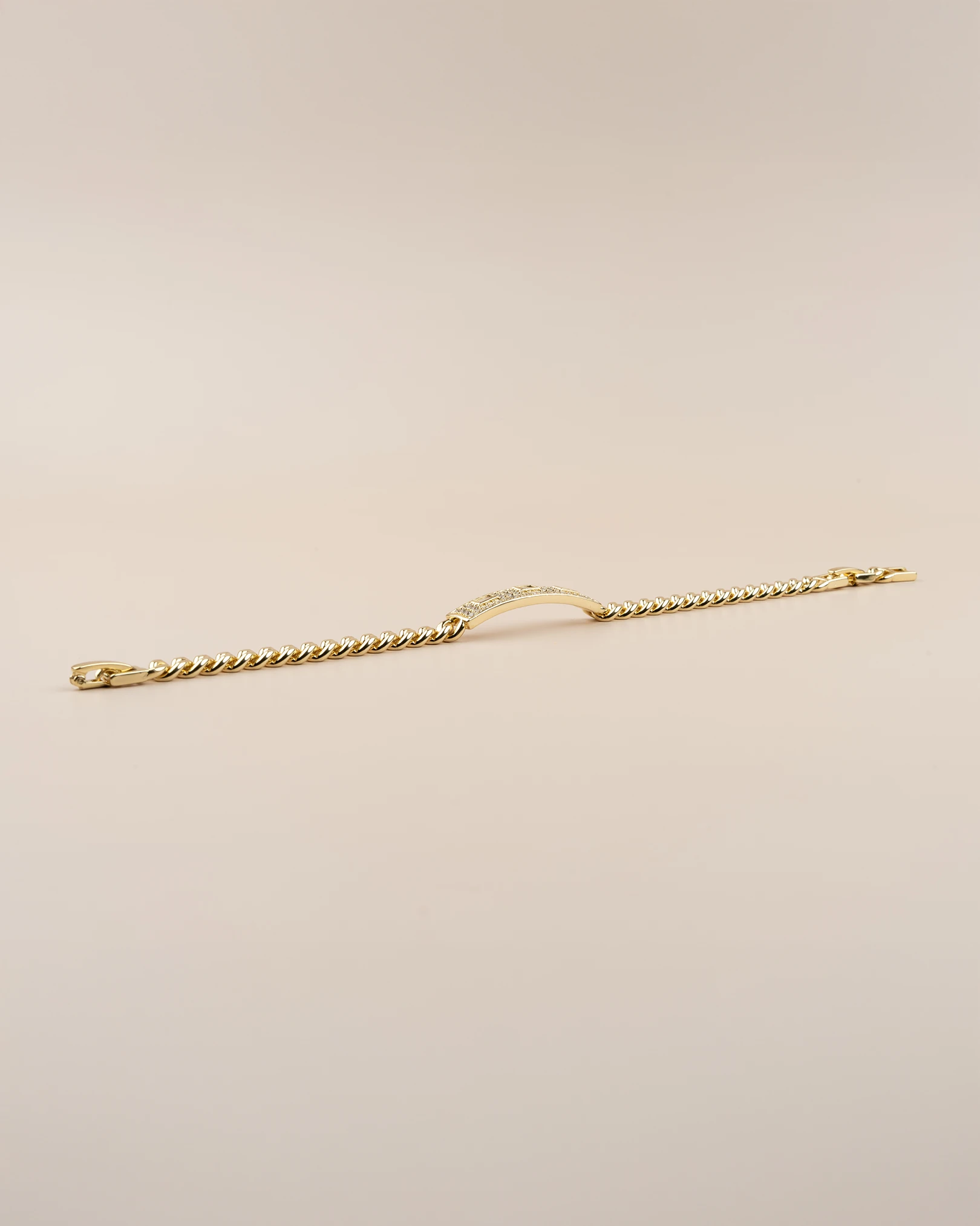 Trionis Ortası Gömme Zirkon Taşlı Künye 14K Xuping Bileklik