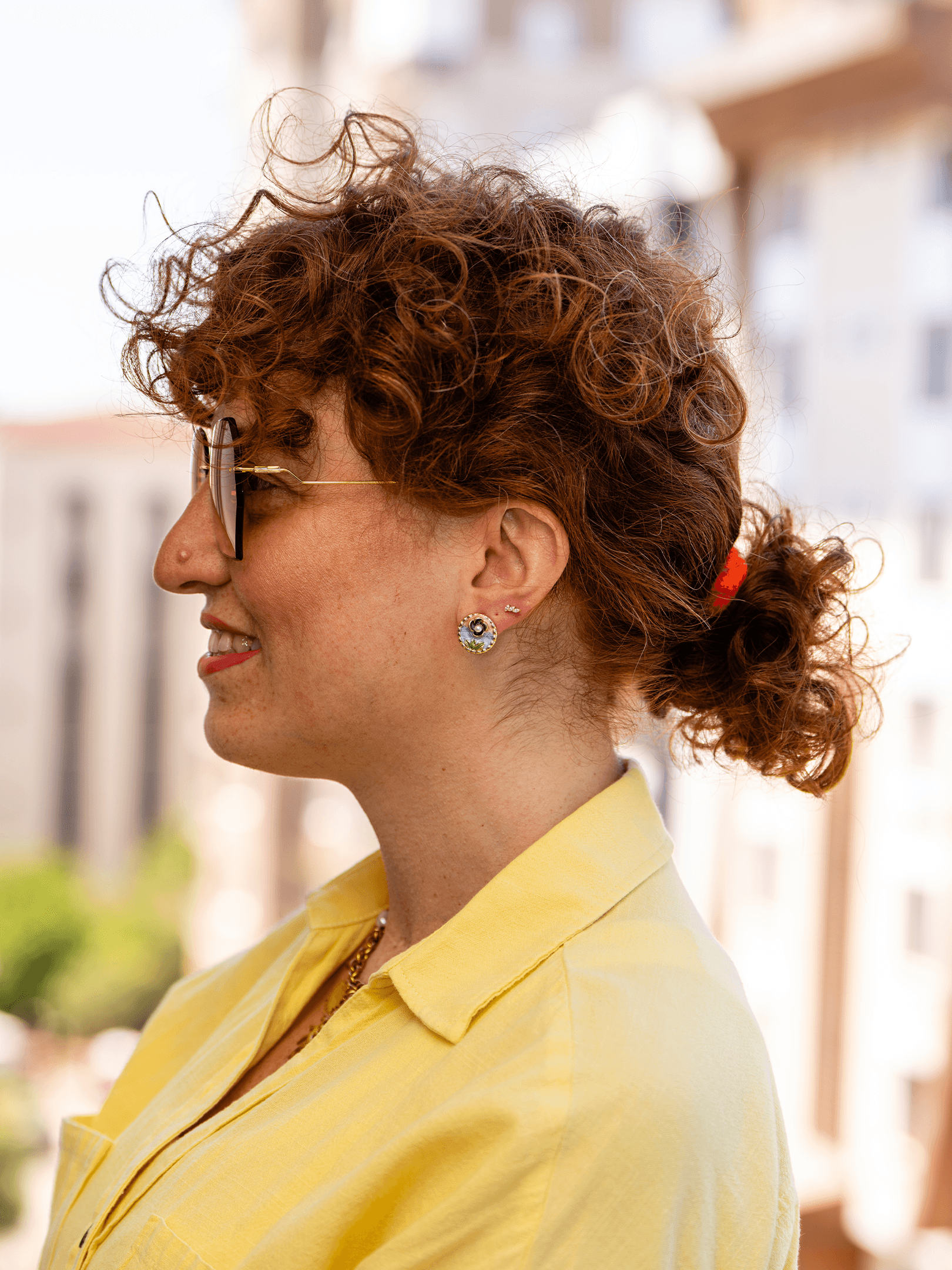 Florencia Mineli Çiçek Motifli İncili Minimal Vintage Sanat Küpe - Deniz Yeşili
