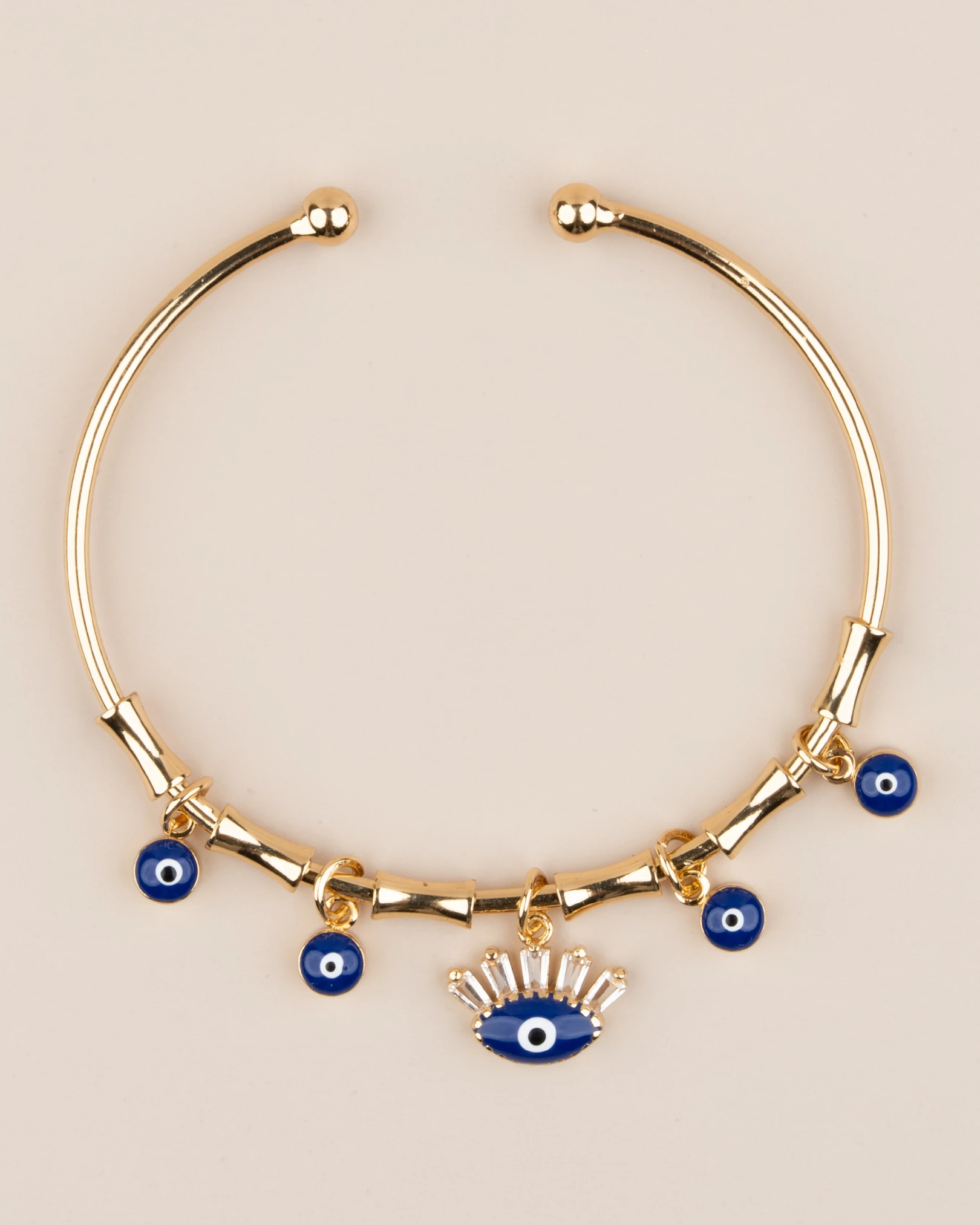 Nazira Ayarlanabilir Nazar Boncuklu Charm Kelepçe Bileklik