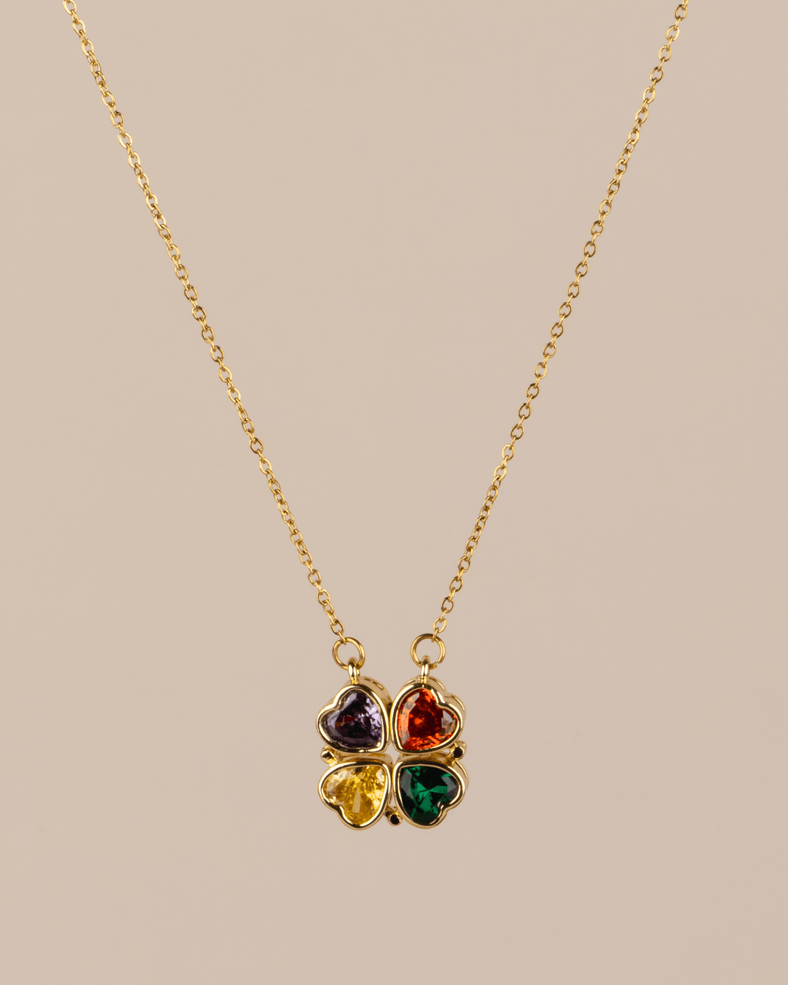 Colorelle Manyetik Dört Yapraklı Yonca Kalp Çelik Kolye