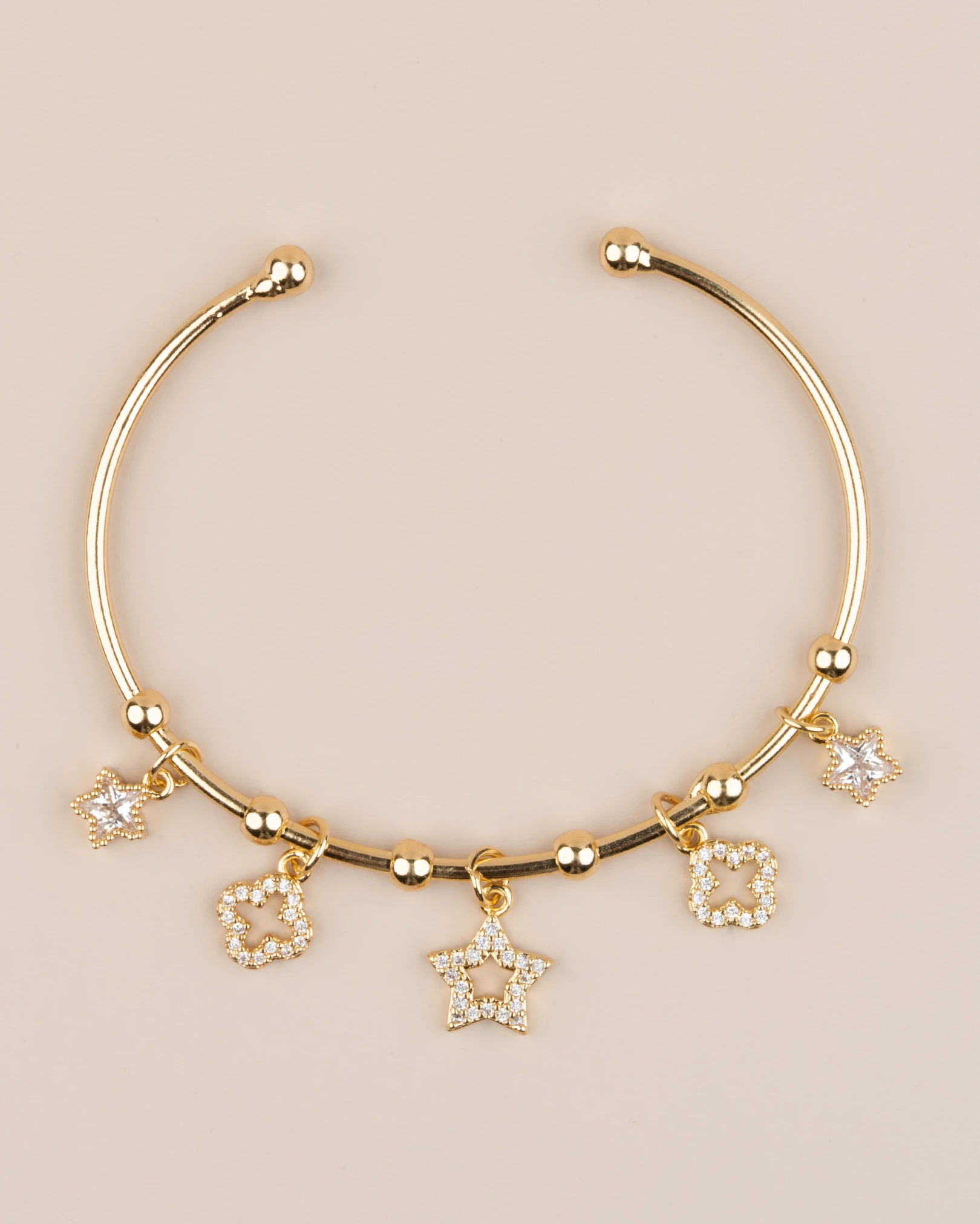 Selya Ayarlanabilir Yıldız Charm Kelepçe Bileklik - Gold