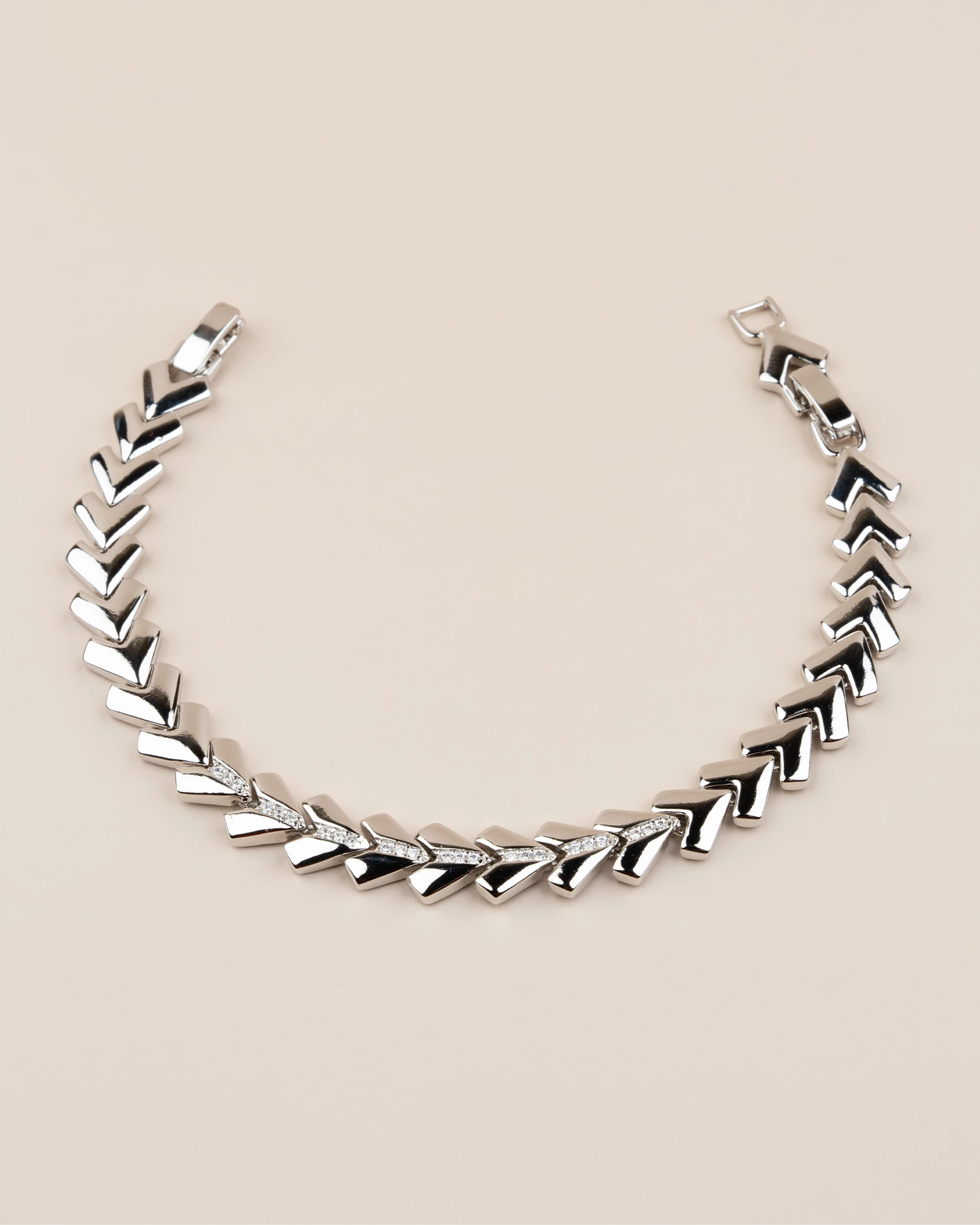 Valestra Gömme Zirkon Taşlı V Geçişli 14K Xuping Bileklik - Gümüş