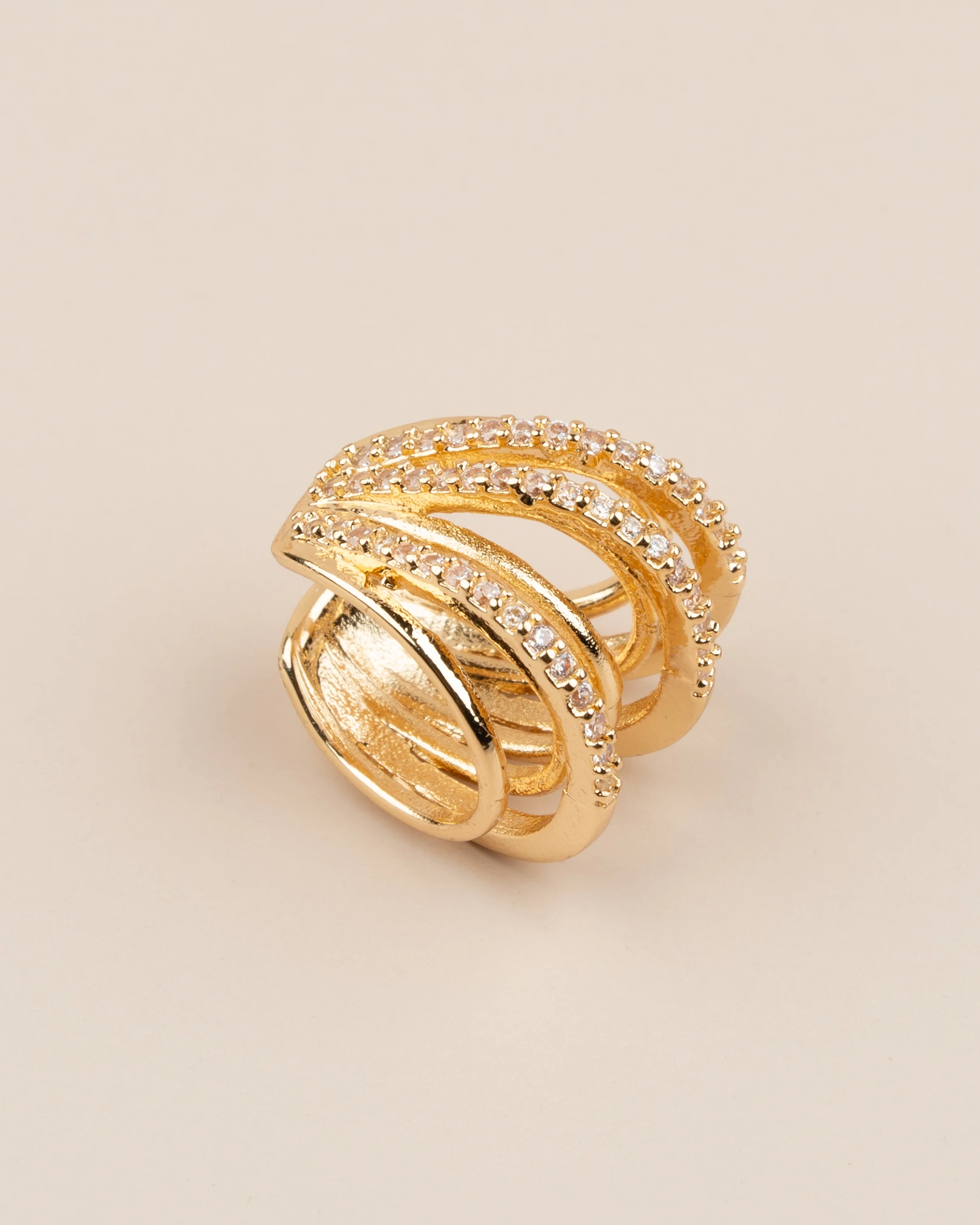 Seloria Üç Sıra Zirkon Taşlı Sarmal Earcuff Kıkırdak Küpe