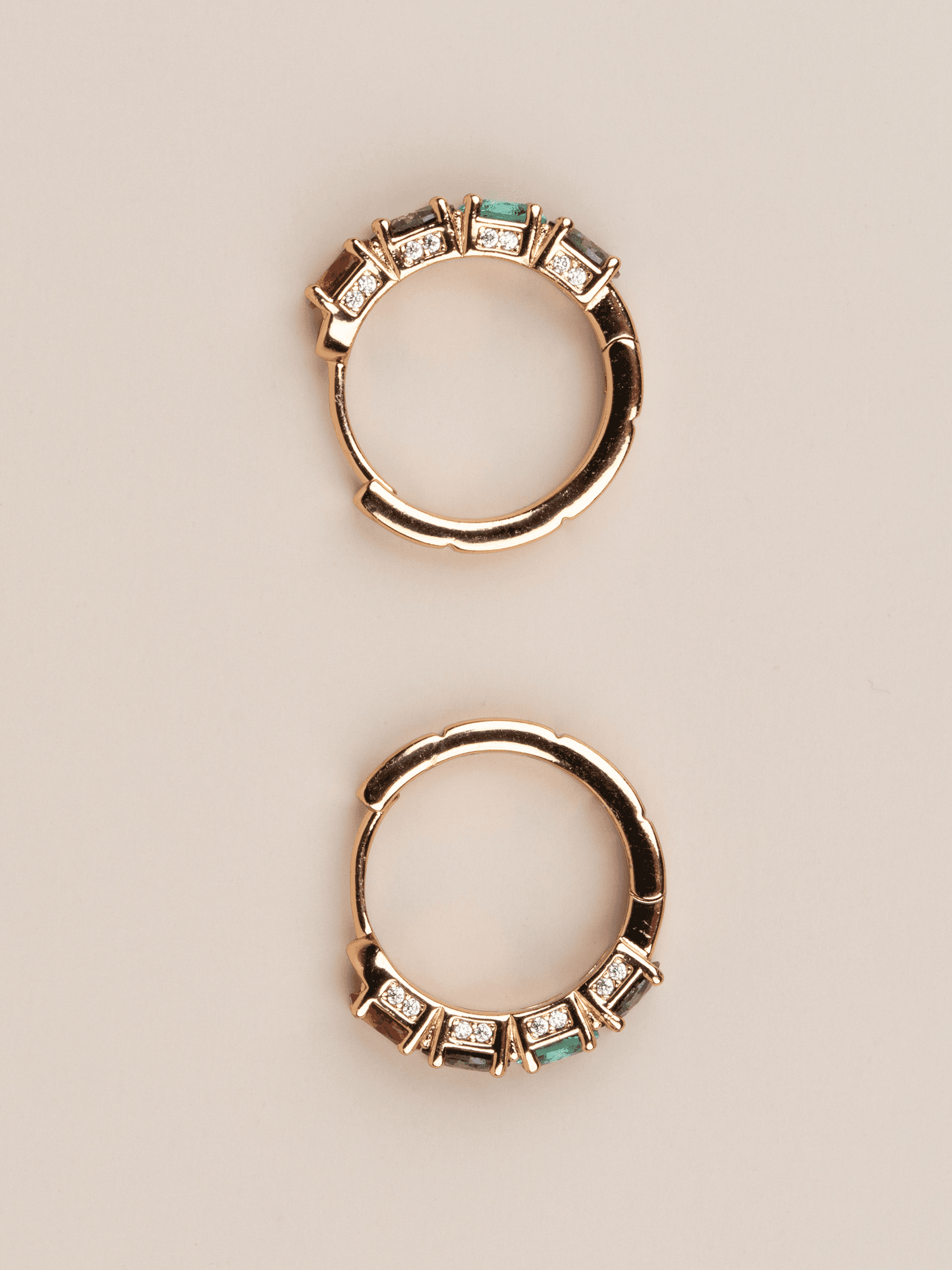 Elérina Xuping Rose Gold Zirkon Renkli Taşlı Halka Çelik Küpe