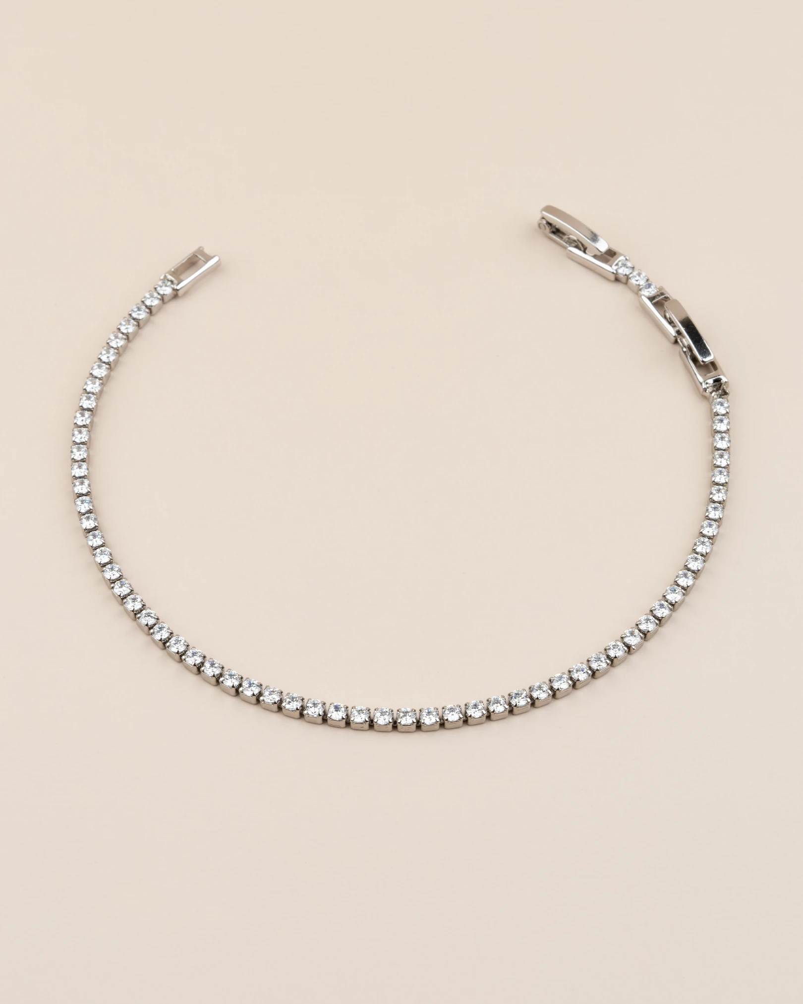 Silvaya Zirkon Taşlı İnce Suyolu 14K Xuping Bileklik - Gümüş