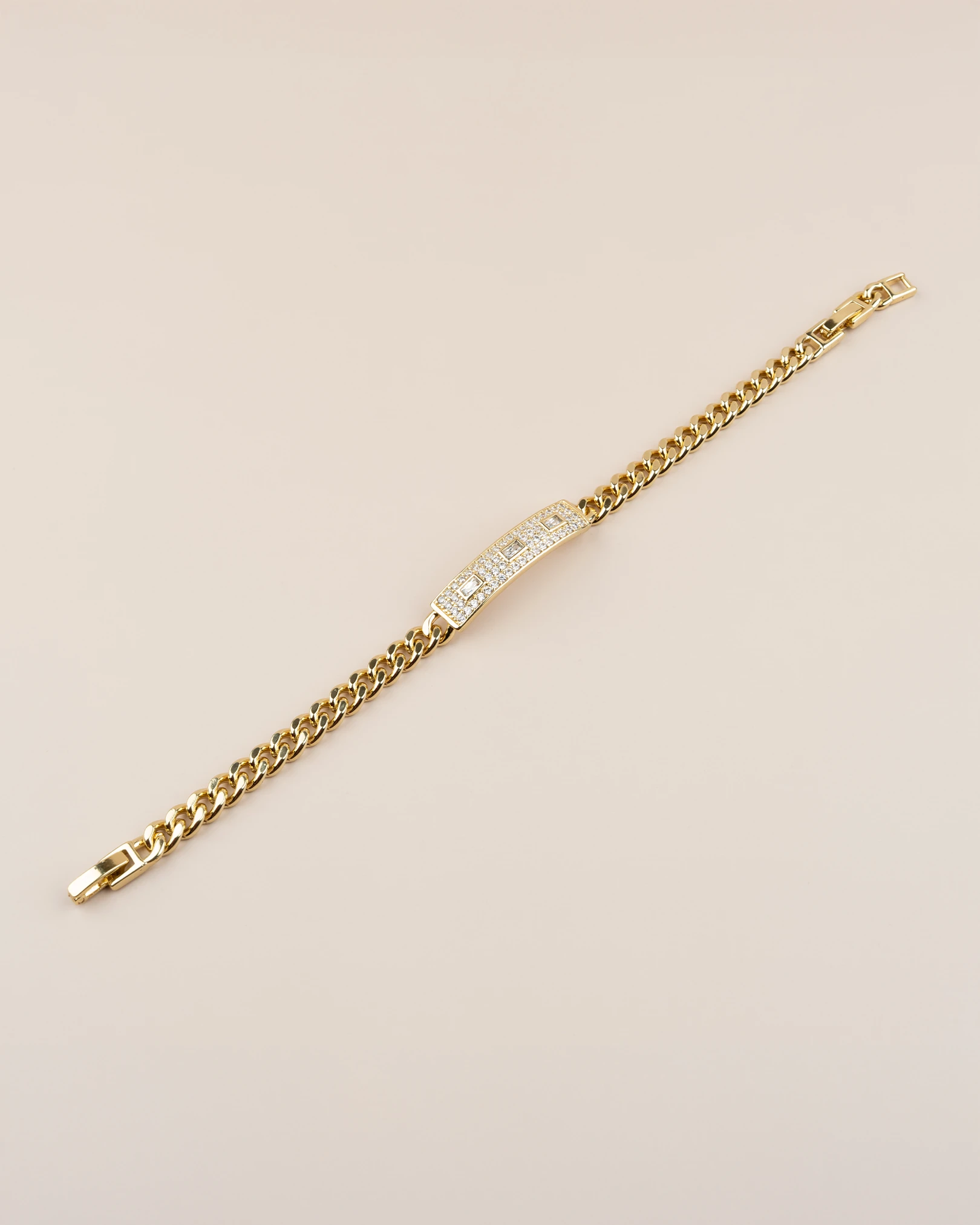 Trionis Ortası Gömme Zirkon Taşlı Künye 14K Xuping Bileklik