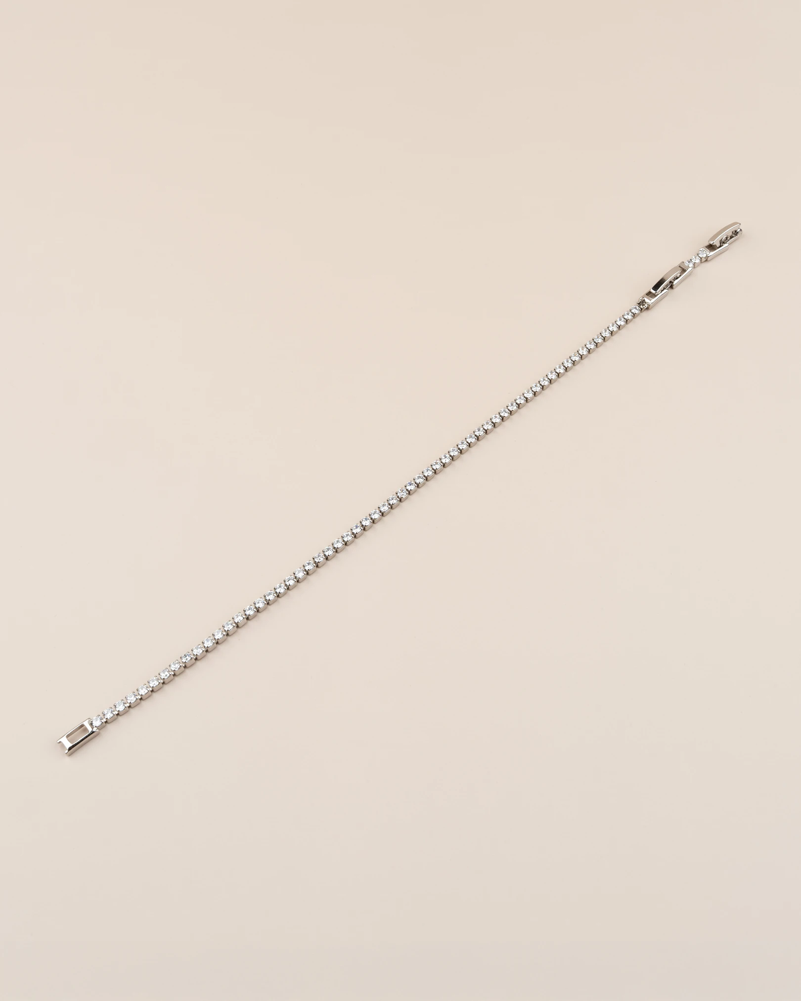 Silvaya Zirkon Taşlı İnce Suyolu 14K Xuping Bileklik - Gümüş