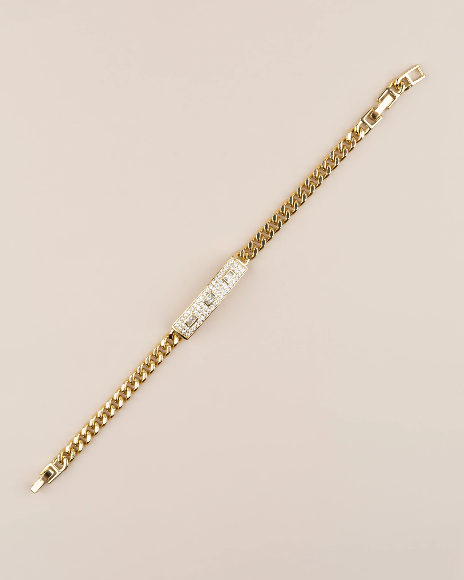 Trionis Ortası Gömme Zirkon Taşlı Künye 14K Xuping Bileklik