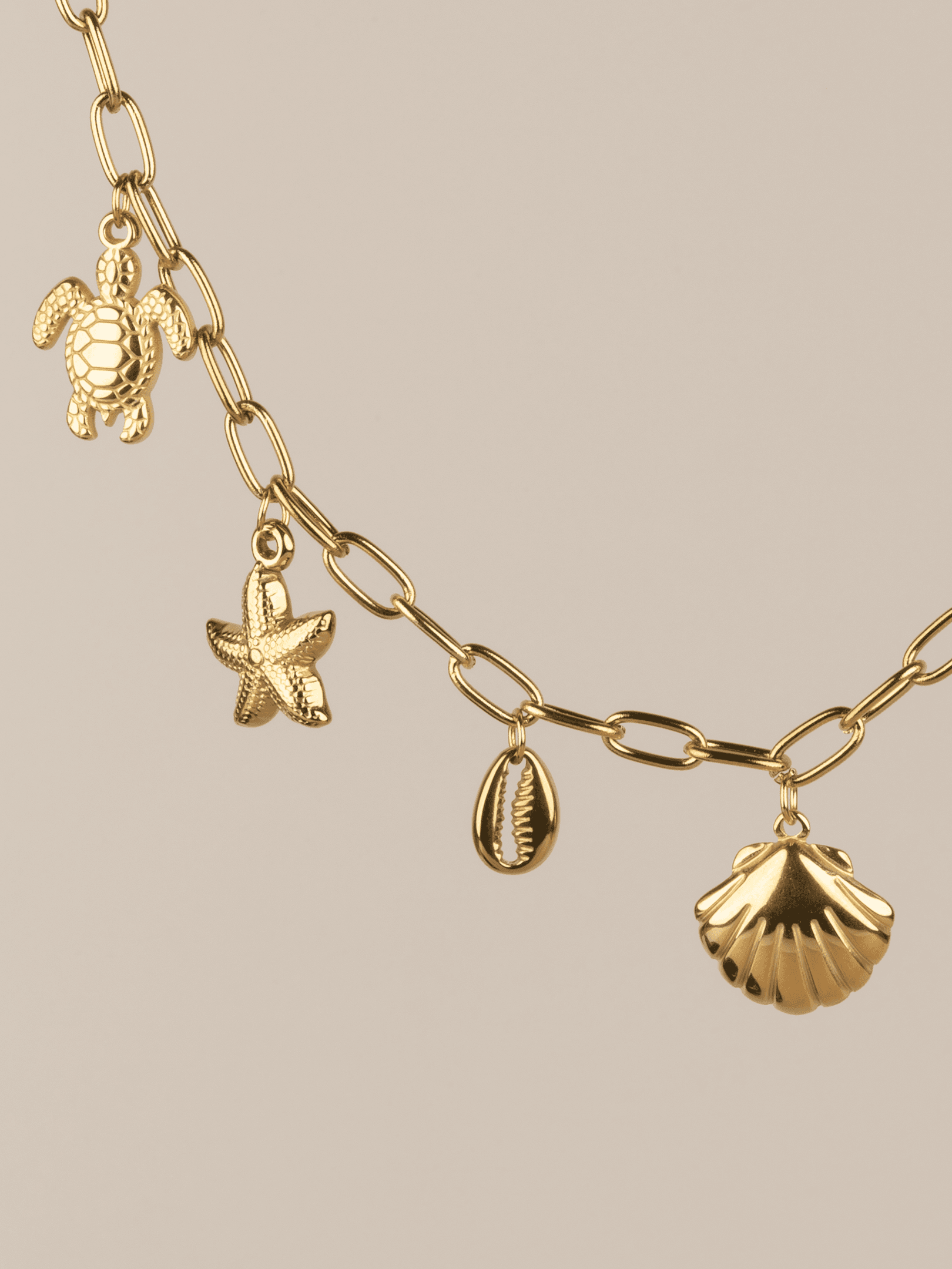 Oceana Deniz Kabuğu Kaplumbağa Charm Choker Çelik Kolye