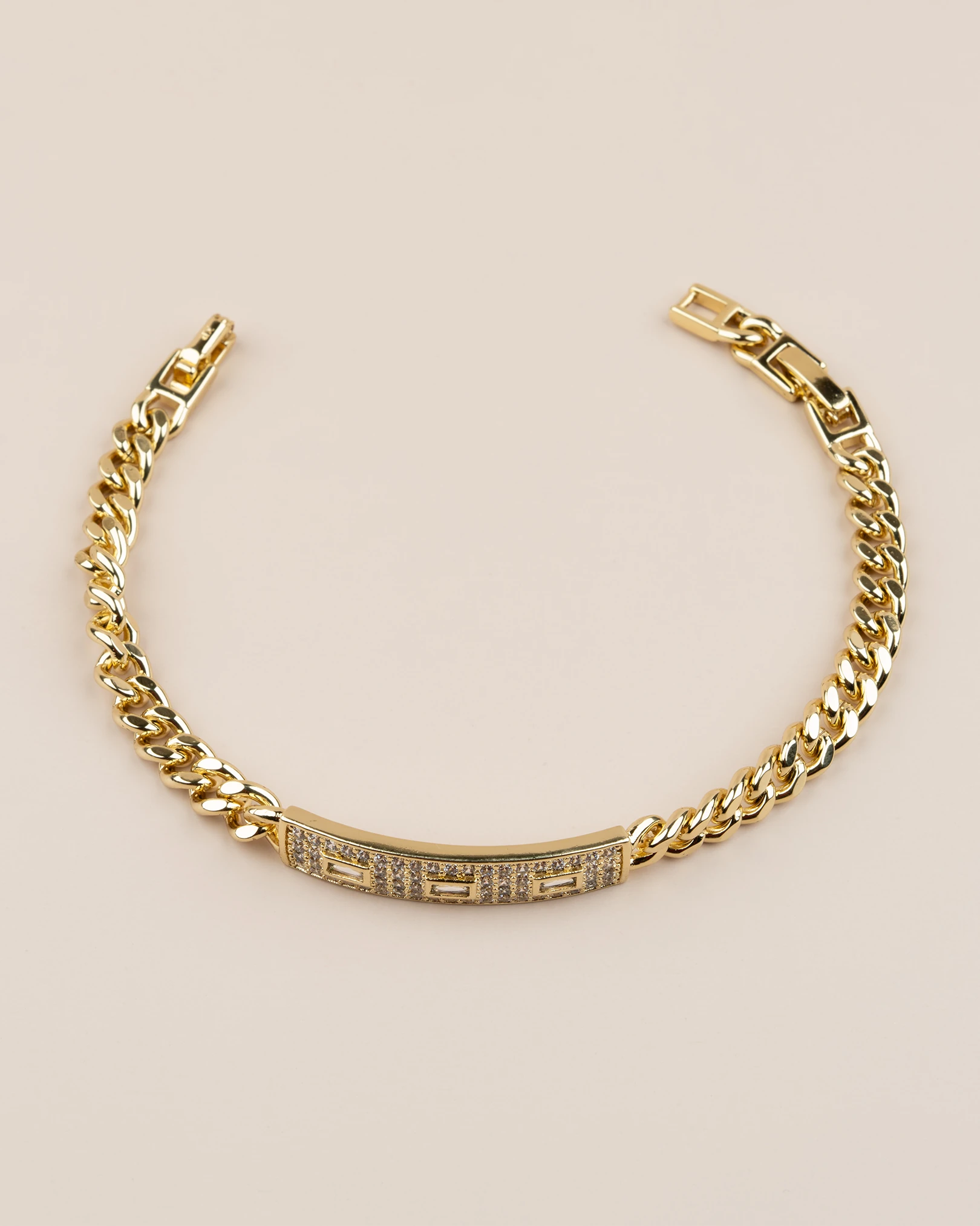 Trionis Ortası Gömme Zirkon Taşlı Künye 14K Xuping Bileklik