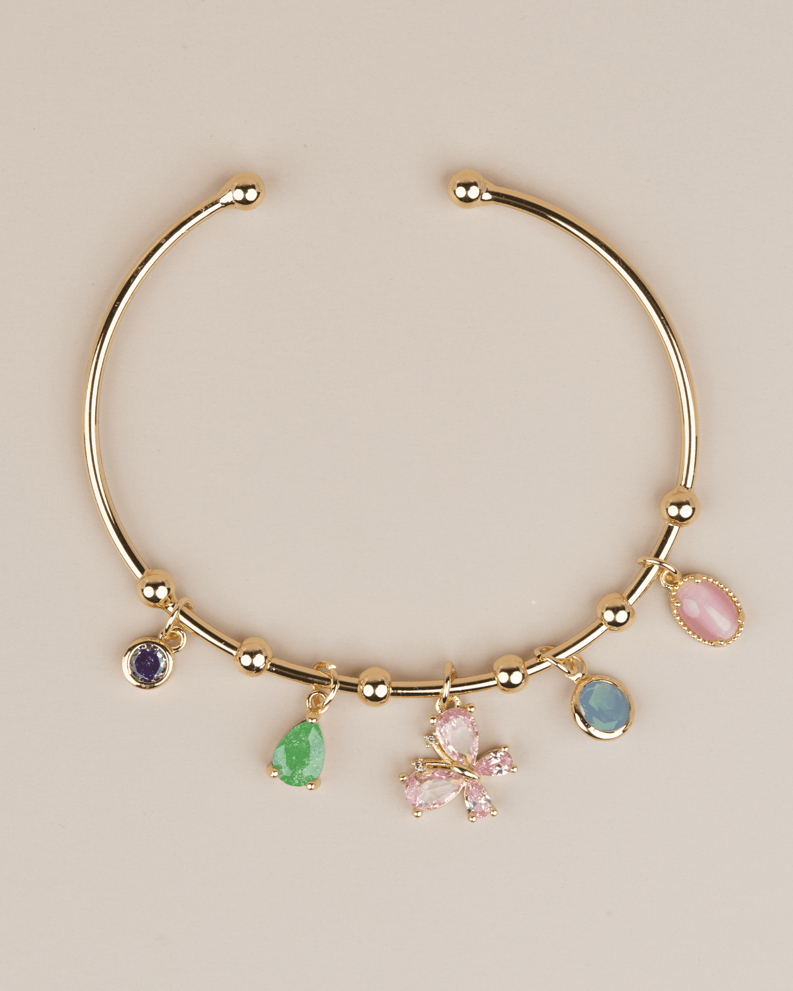 Ayarlanabilir Kelebekli Charm Kelepçe Bileklik - Gold
