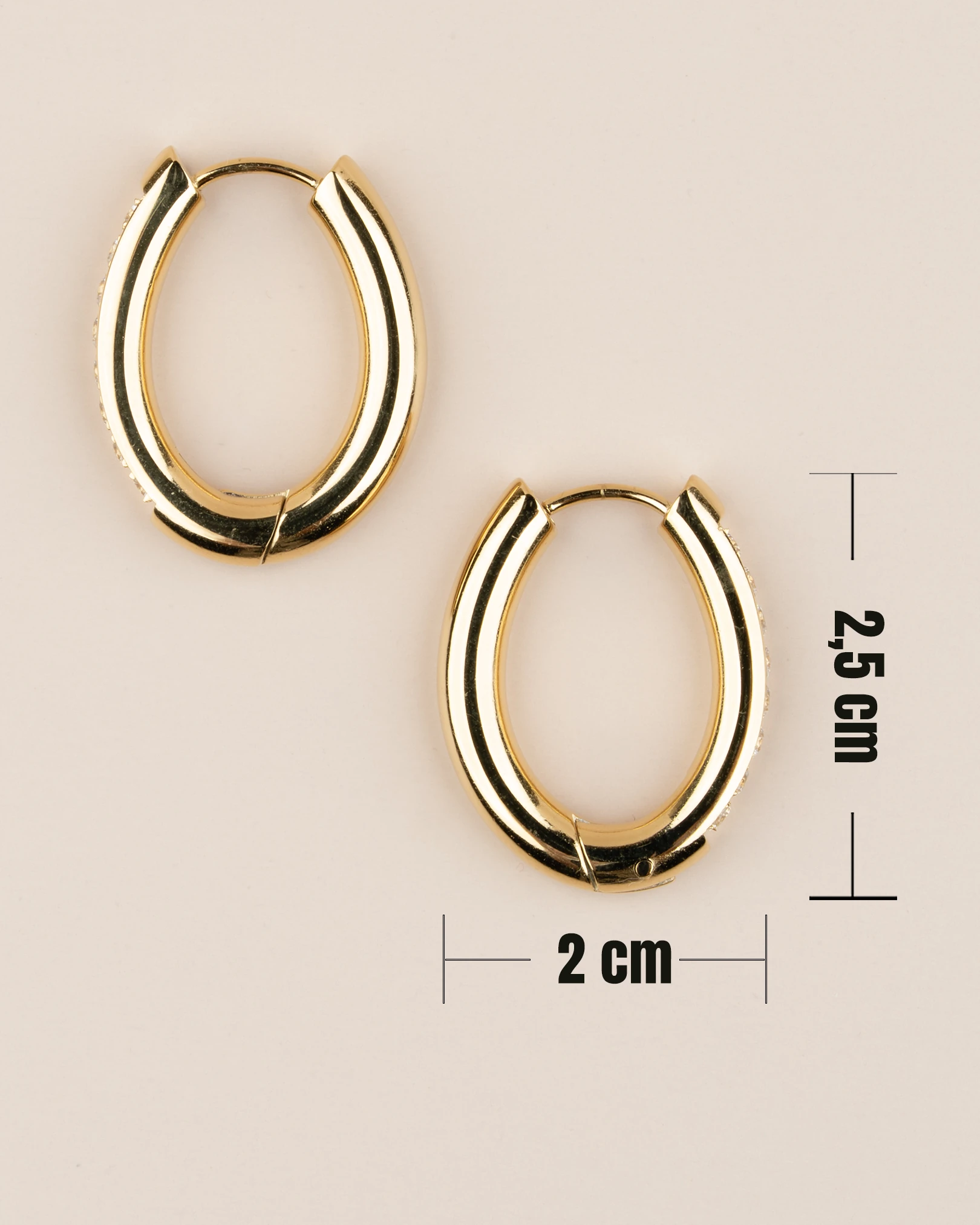 Narevia Gömme Zirkon Taşlı Oval Halka Çelik Küpe