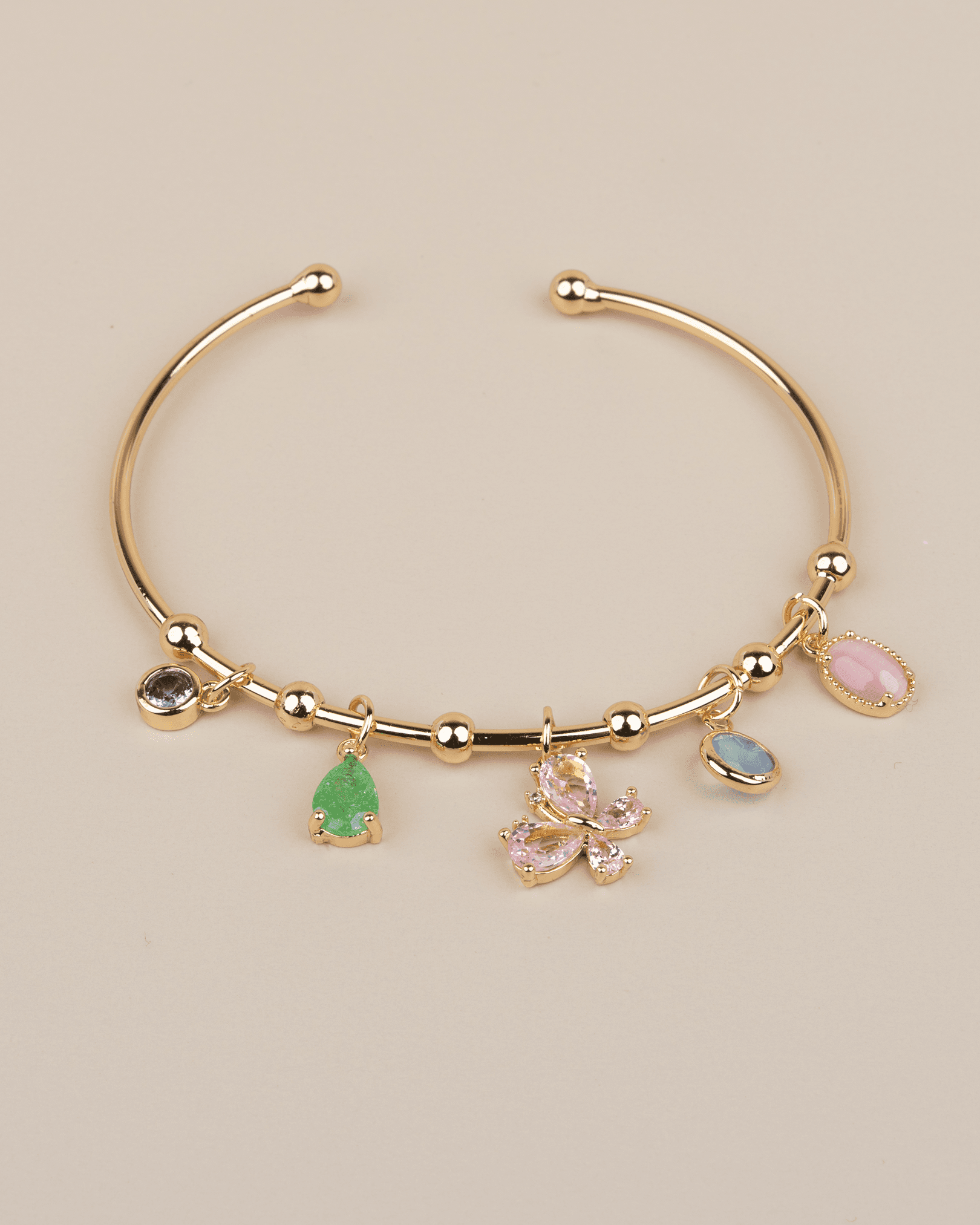 Ayarlanabilir Kelebekli Charm Kelepçe Bileklik - Gold