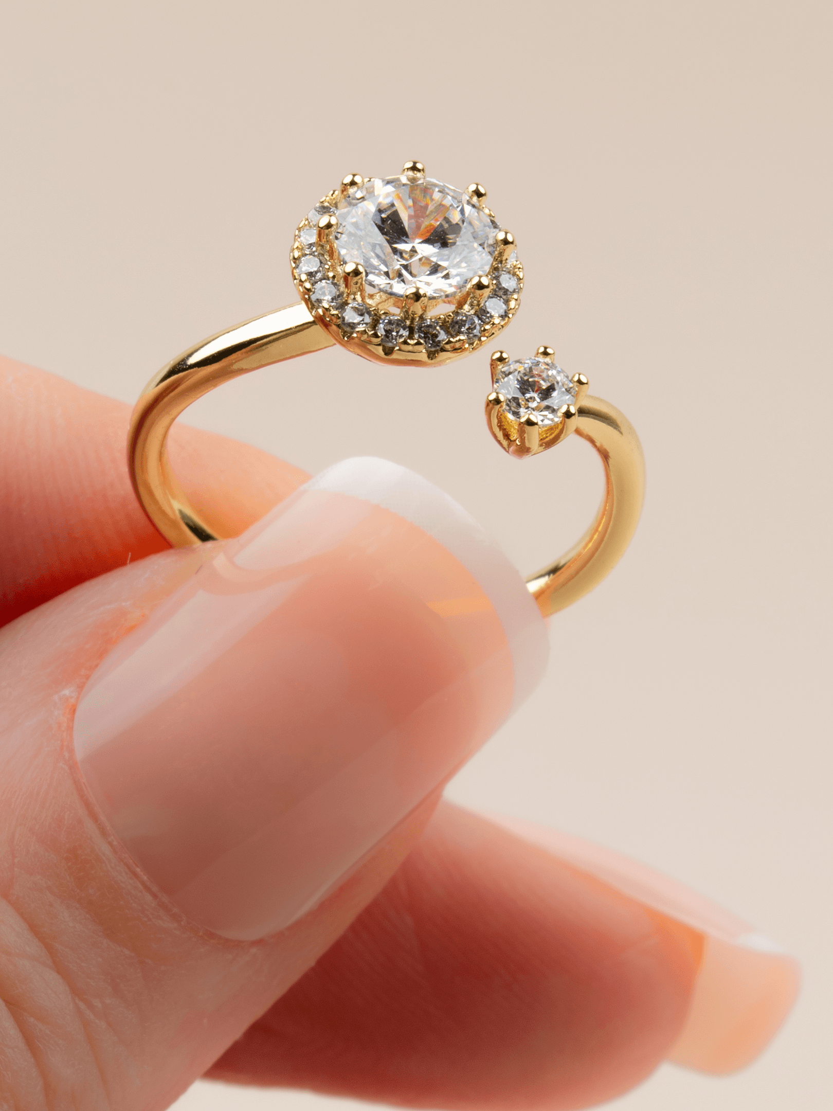 Brilloria Zirkon Taşlı 14K Xuping Ayarlanabilir Yüzük