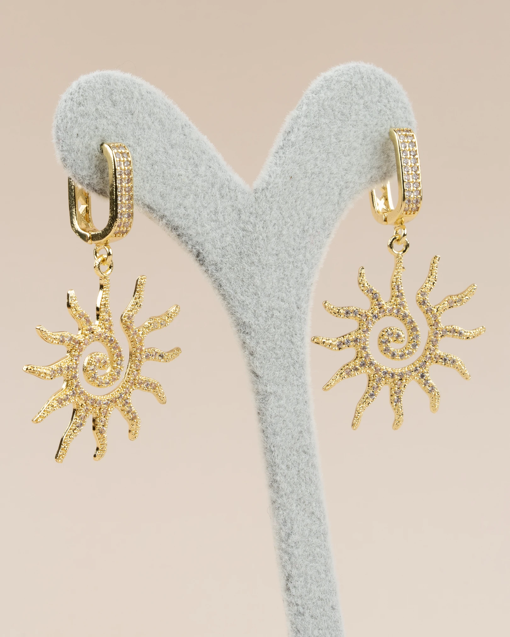 Solynora Altın Kaplama Zirkon Taşlı Güneş Küpe