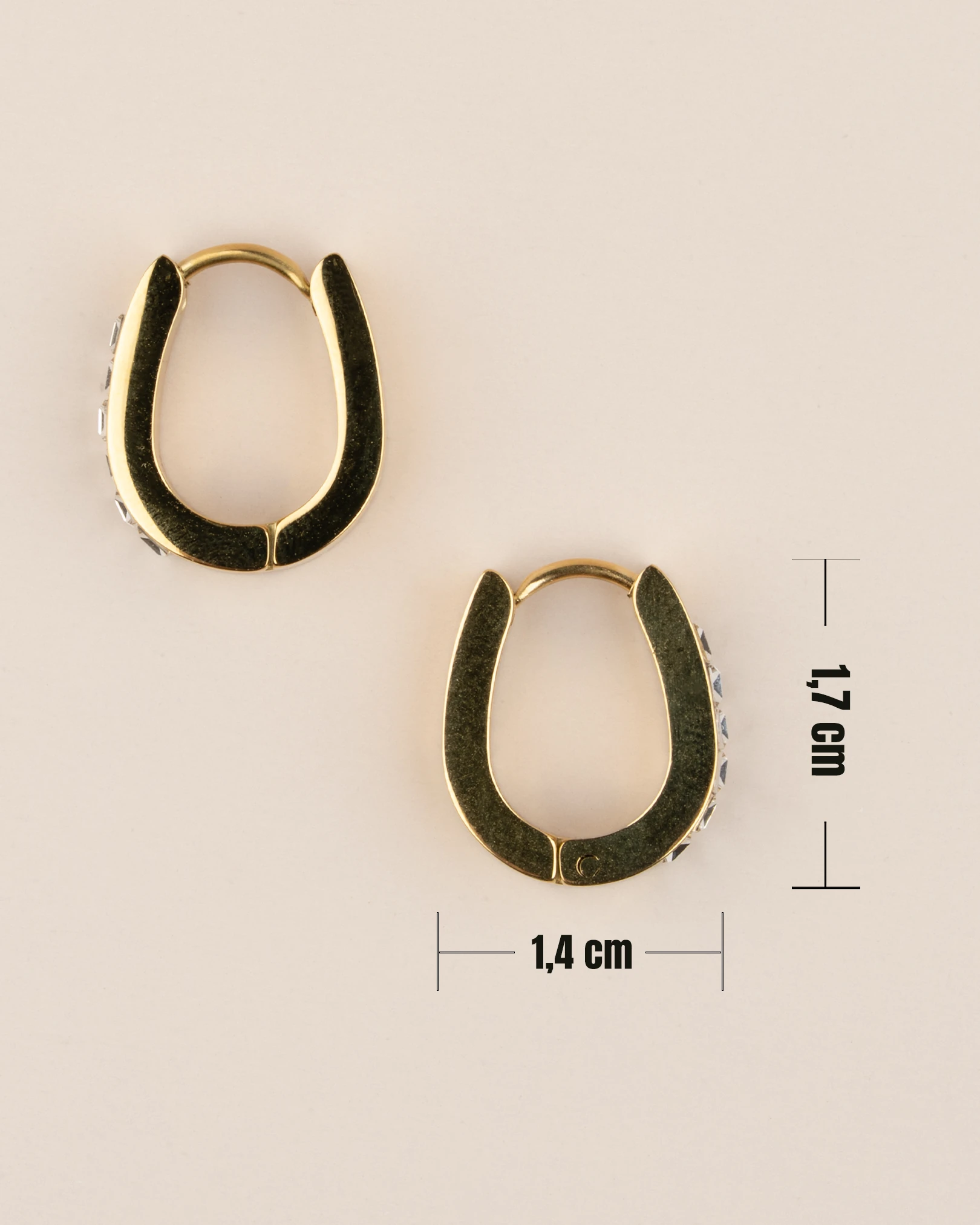 Auryn Gömme Zirkon Taşlı Minimal Oval Halka Çelik Küpe