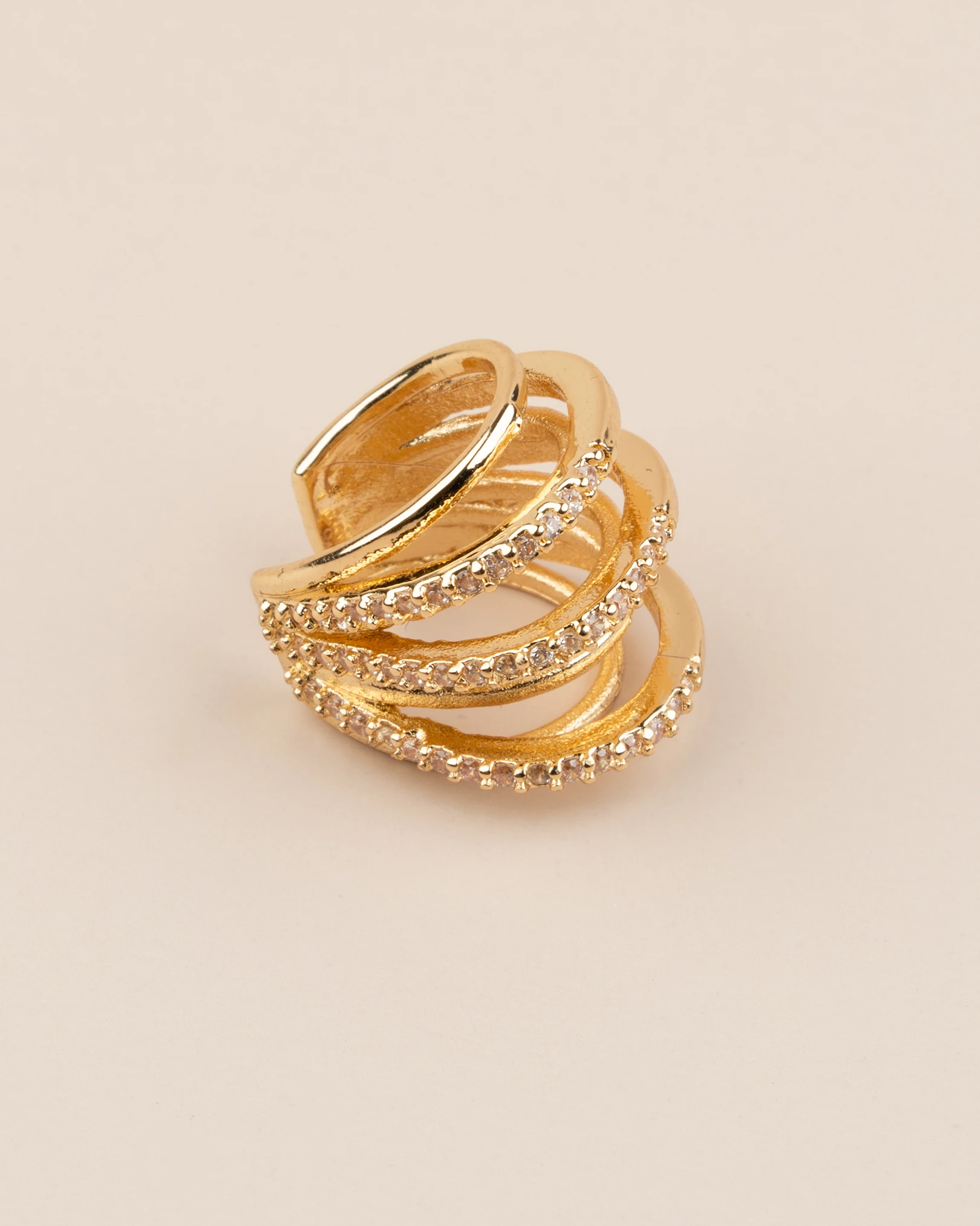 Seloria Üç Sıra Zirkon Taşlı Sarmal Earcuff Kıkırdak Küpe