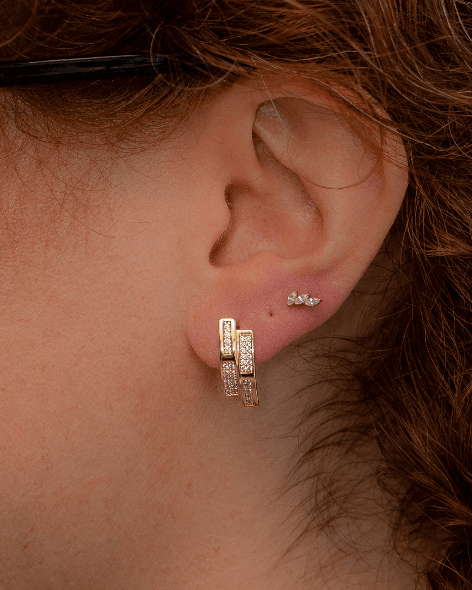 Orvella 14K Xuping Çift Görünümlü Çelik Küpe