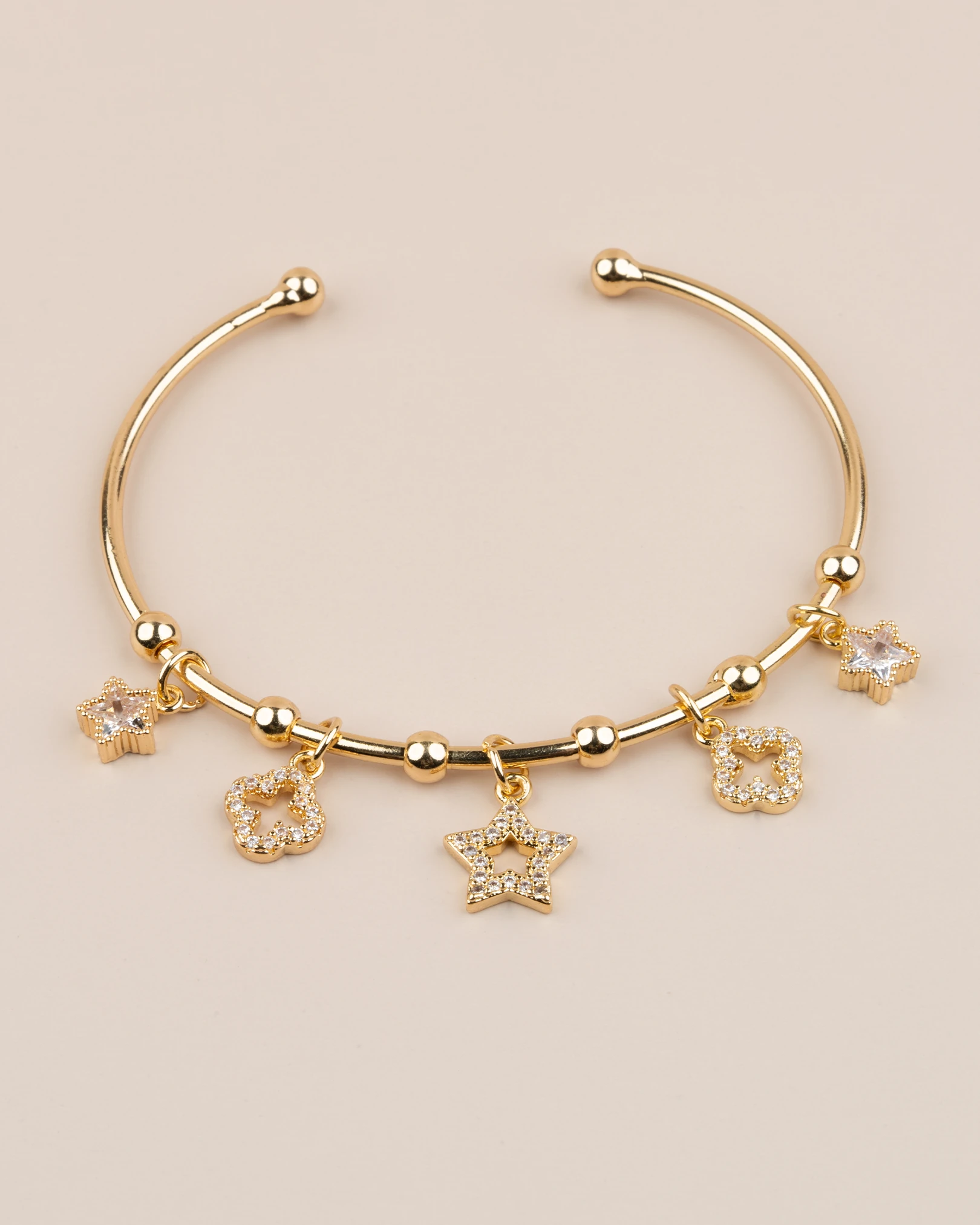 Selya Ayarlanabilir Yıldız Charm Kelepçe Bileklik - Gold