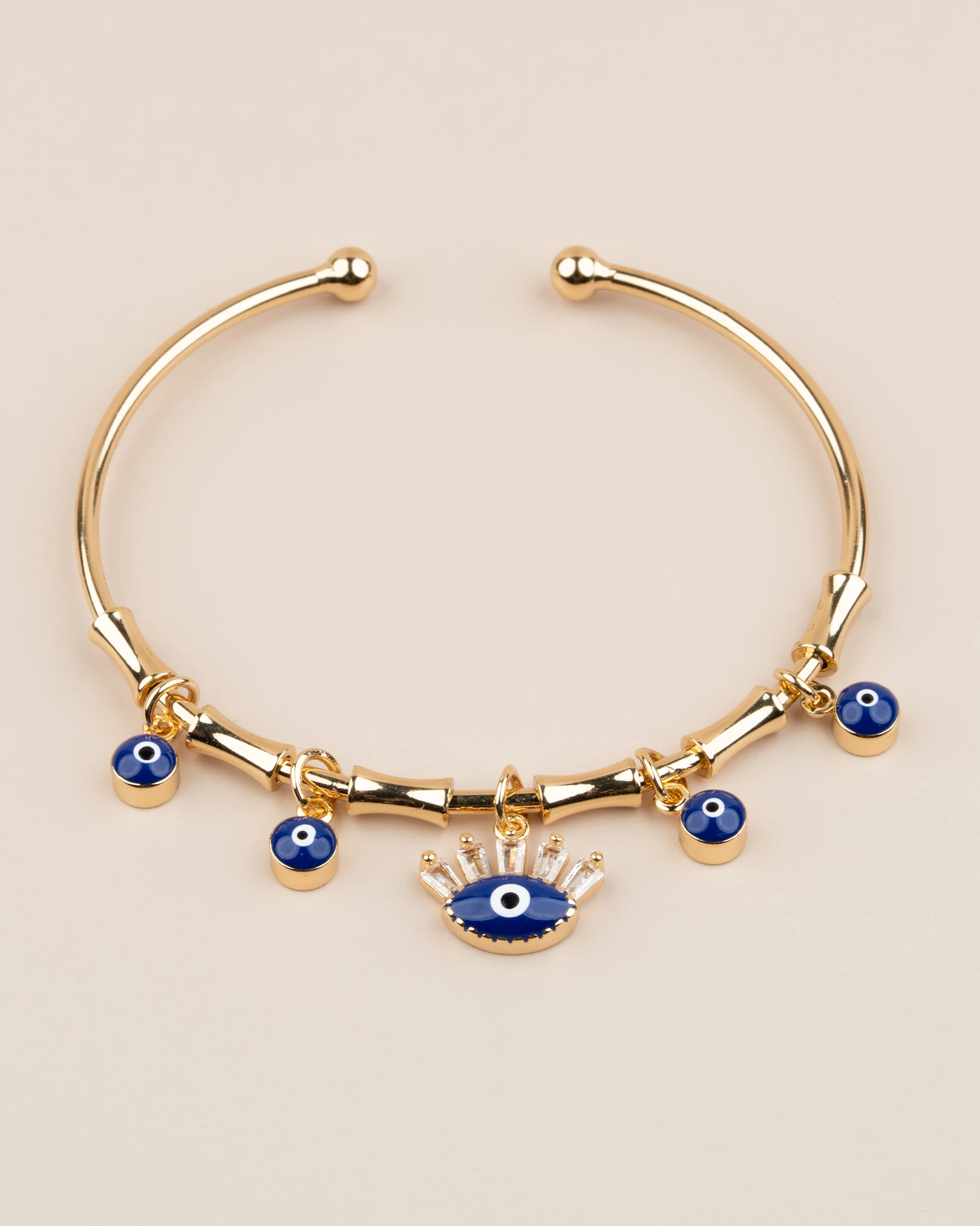 Nazira Ayarlanabilir Nazar Boncuklu Charm Kelepçe Bileklik