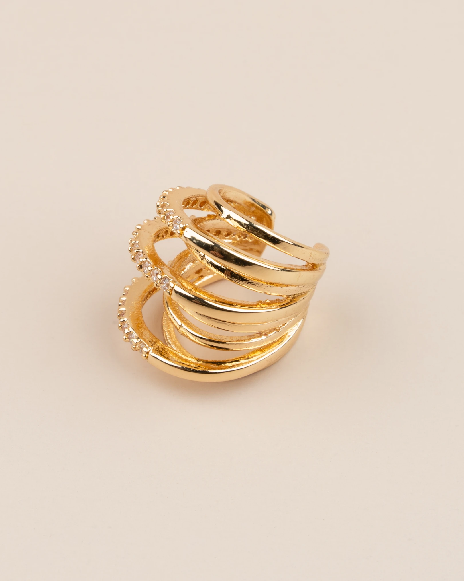 Seloria Üç Sıra Zirkon Taşlı Sarmal Earcuff Kıkırdak Küpe