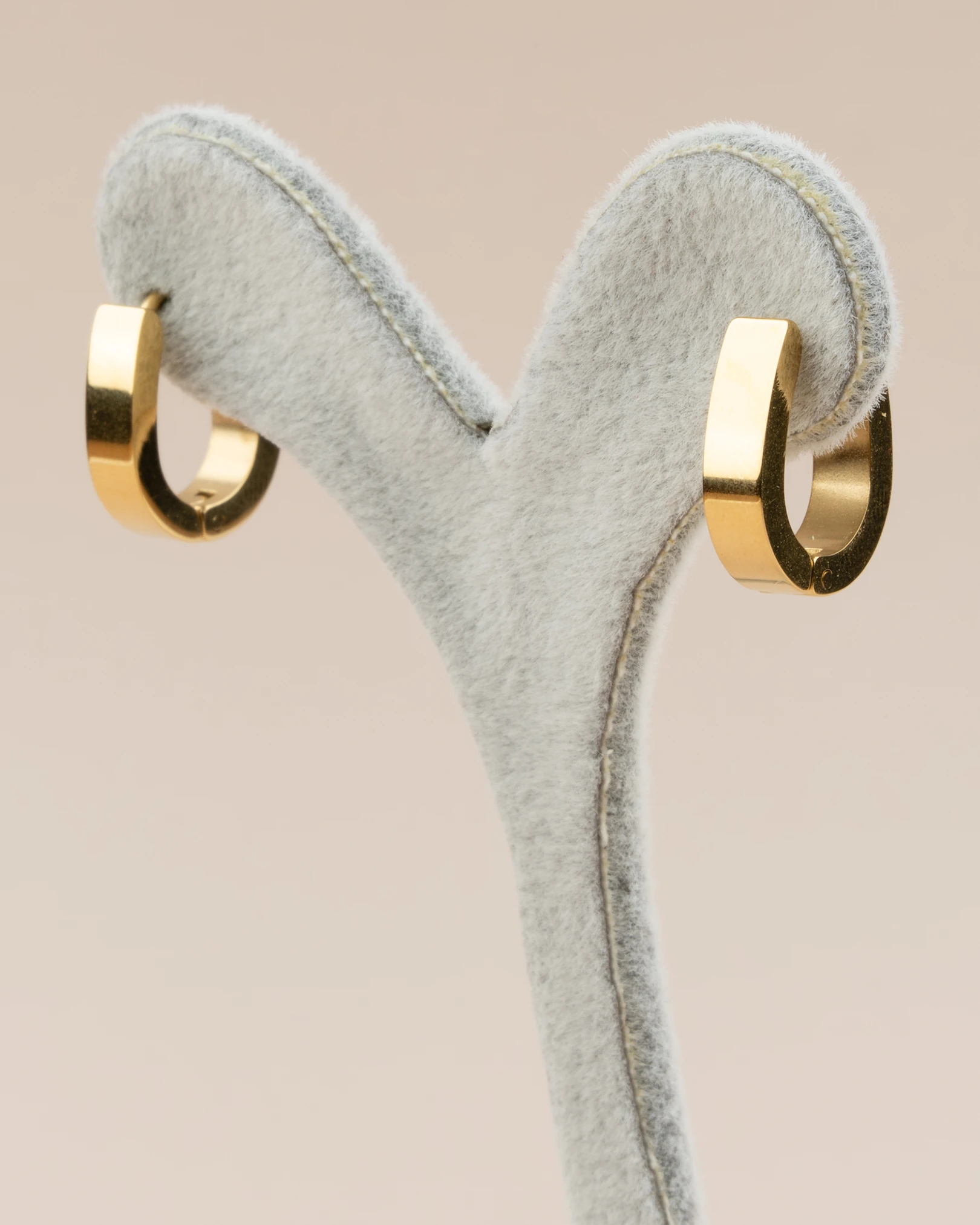 Auryn Gömme Zirkon Taşlı Minimal Oval Halka Çelik Küpe