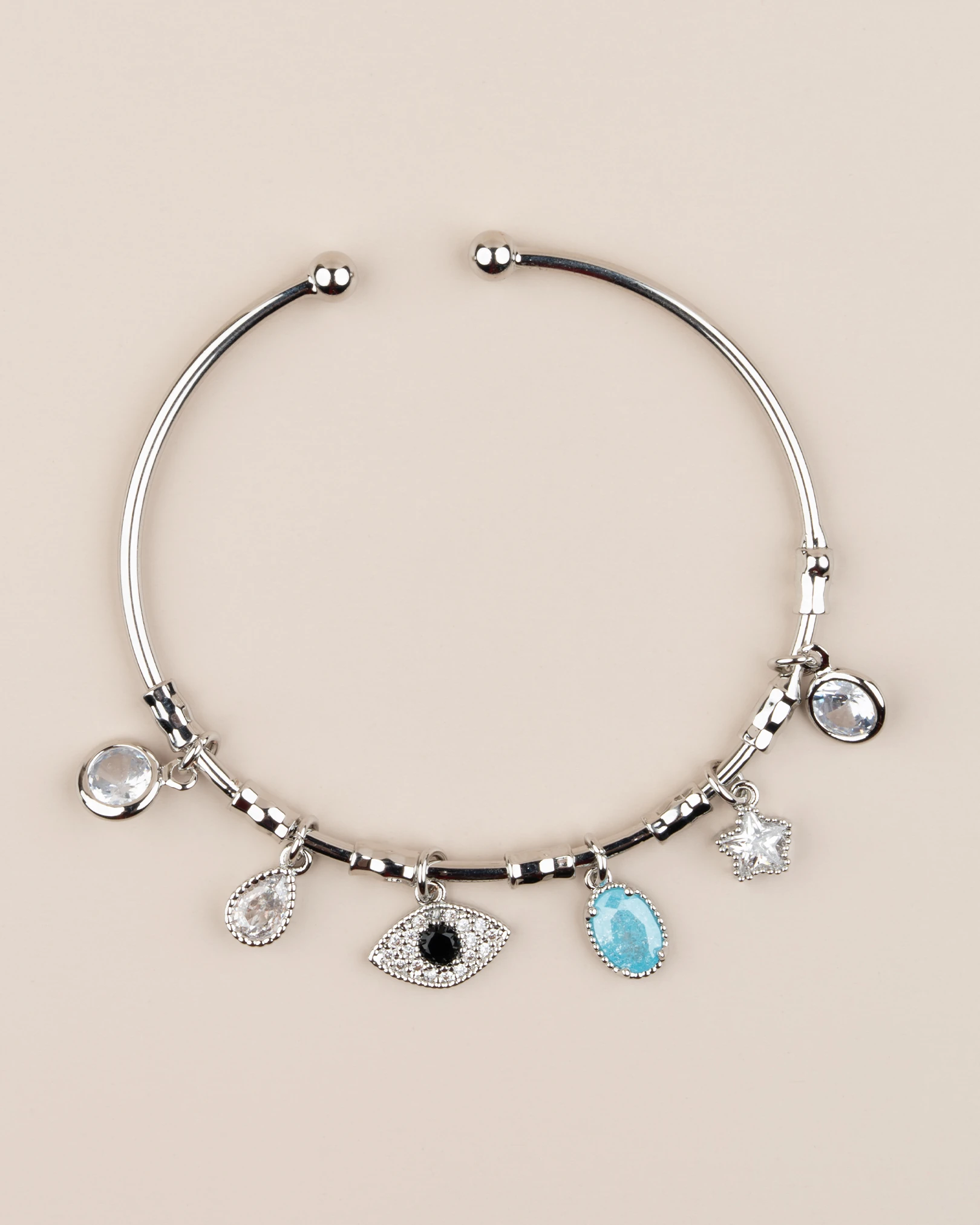 Avaluna Ayarlanabilir Göz Charm Kelepçe Bileklik - Gümüş