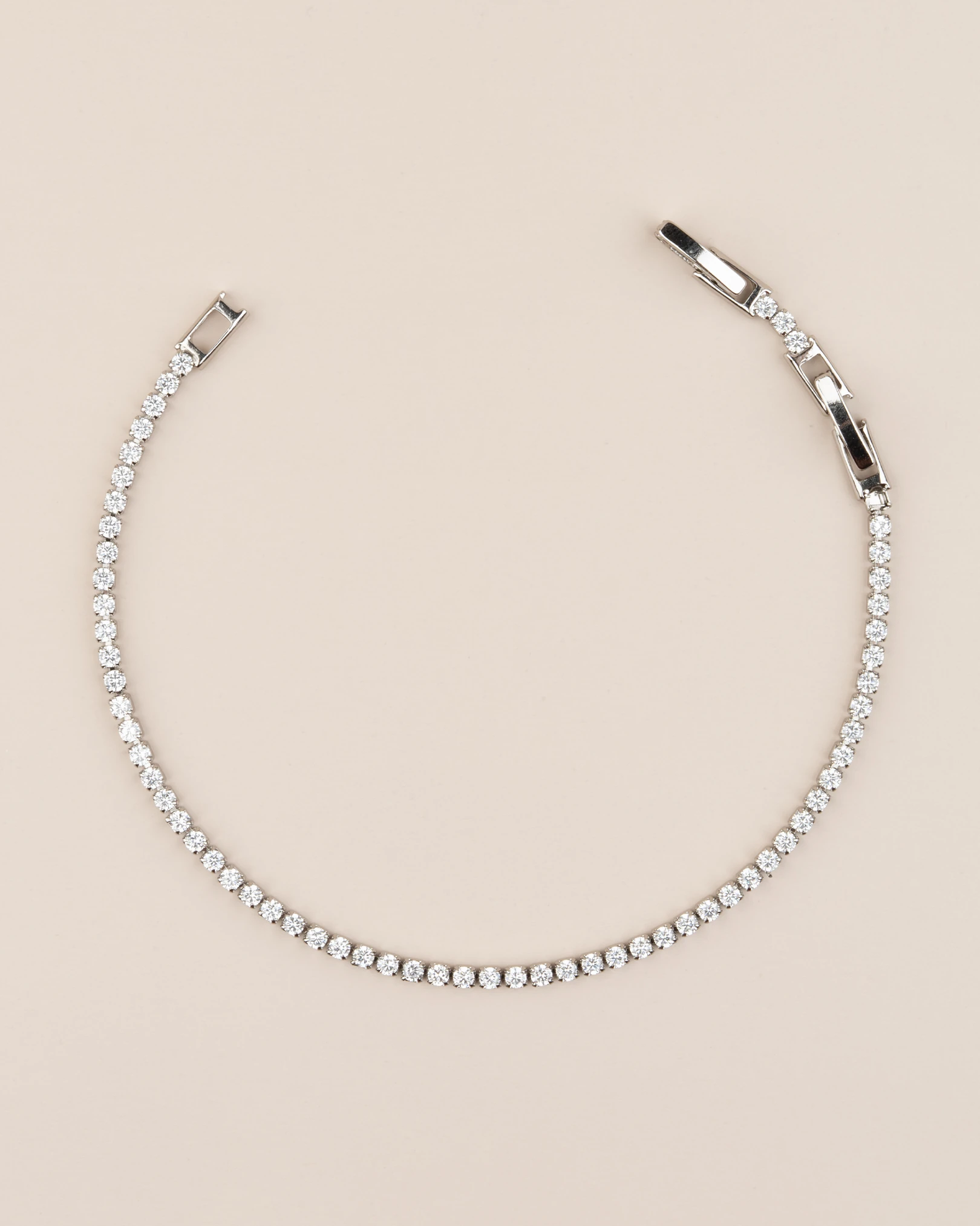 Silvaya Zirkon Taşlı İnce Suyolu 14K Xuping Bileklik - Gümüş