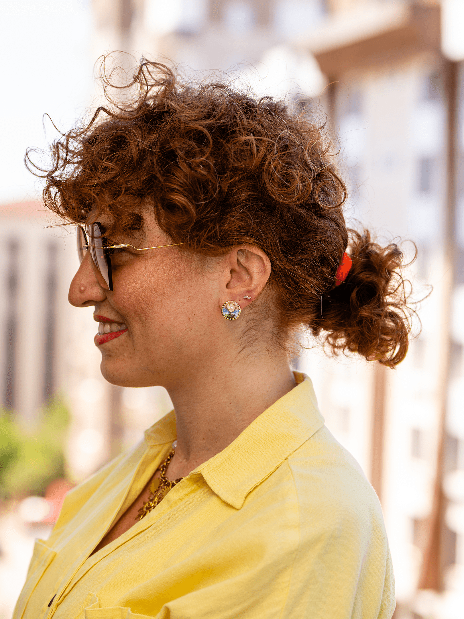 Florencia Mineli Çiçek Motifli İncili Minimal Vintage Sanat Küpe - Beyaz