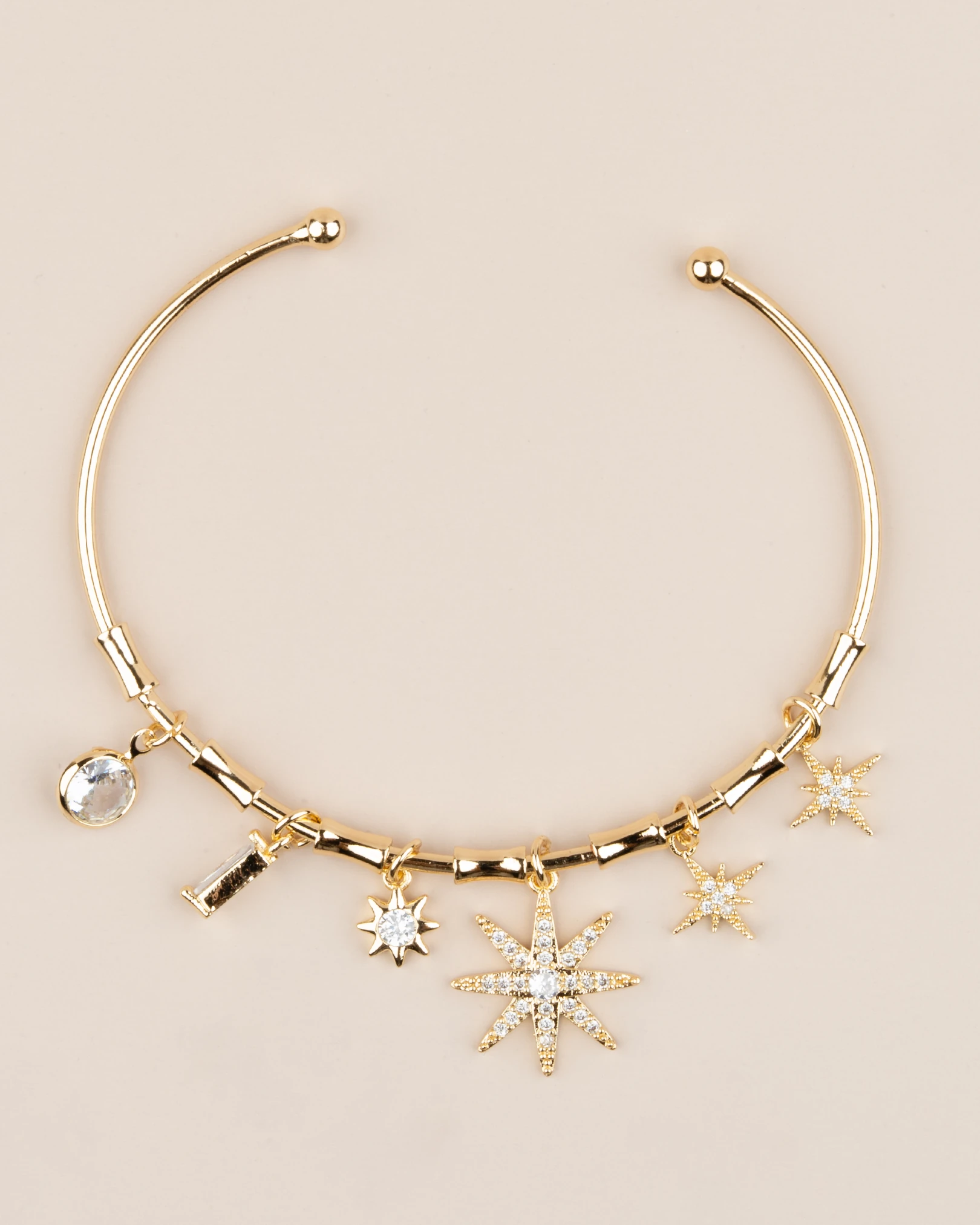 Asterin Ayarlanabilir Yıldız Charm Kelepçe Bileklik - Gold