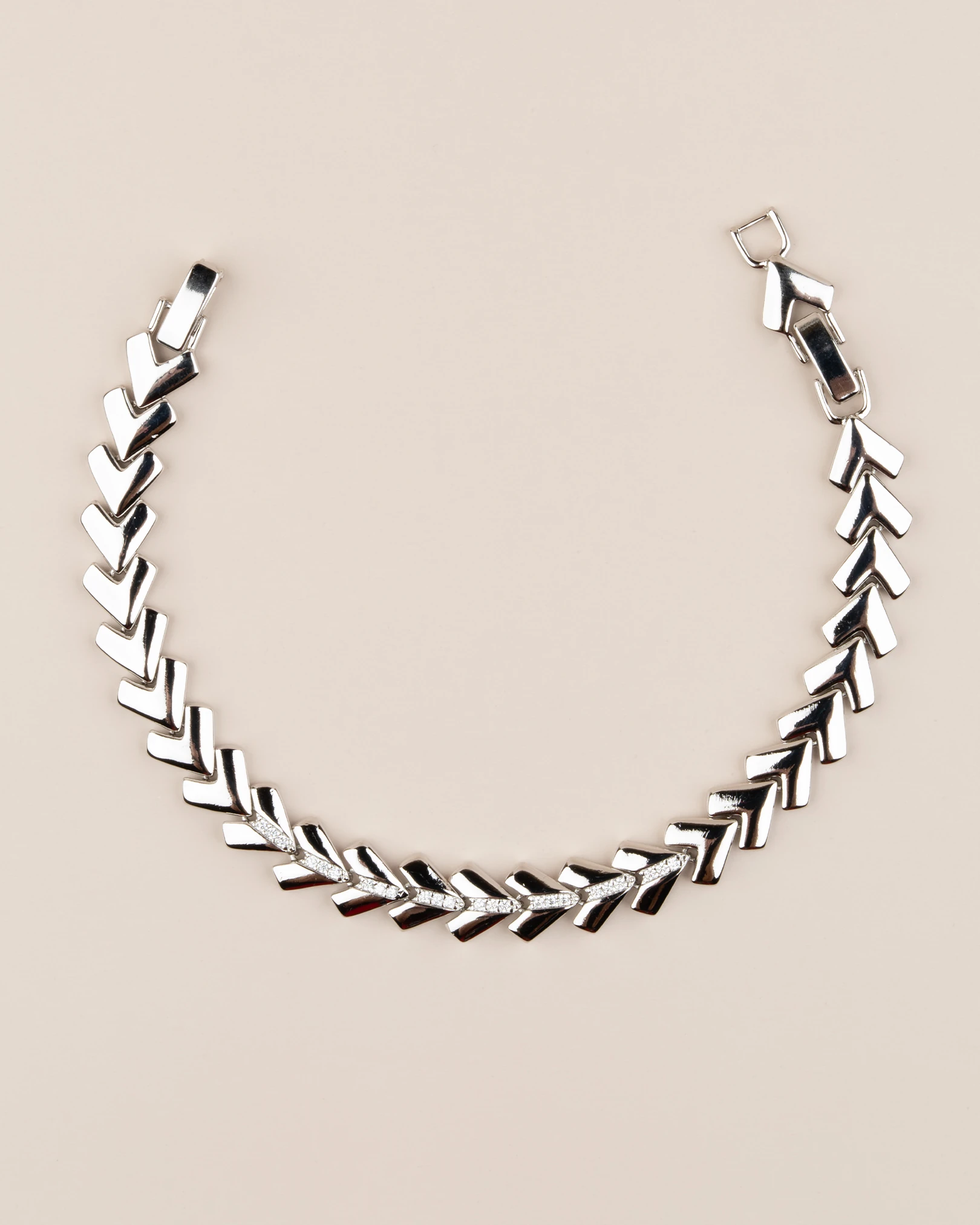 Valestra Gömme Zirkon Taşlı V Geçişli 14K Xuping Bileklik - Gümüş