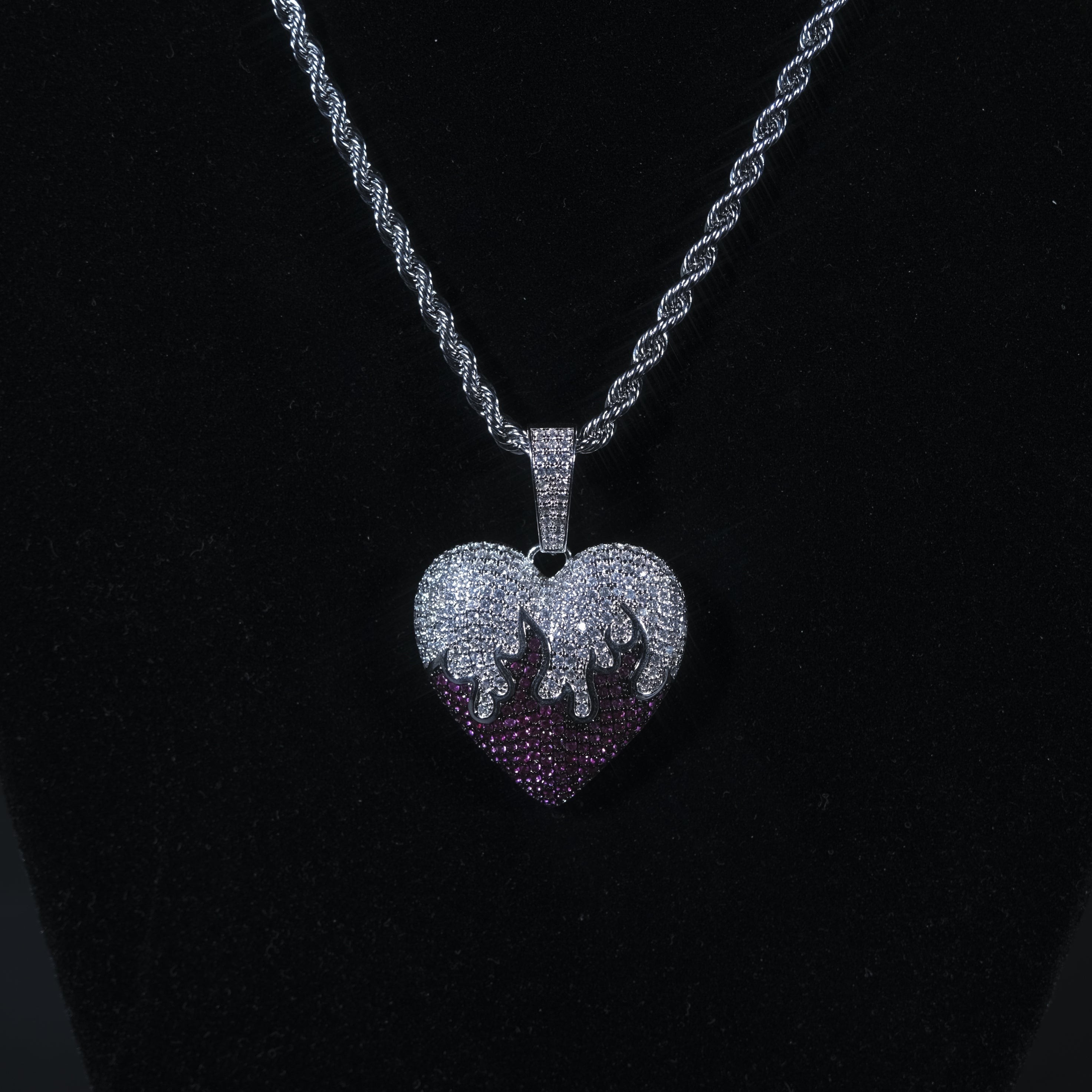 Iced Flame Heart Silver
