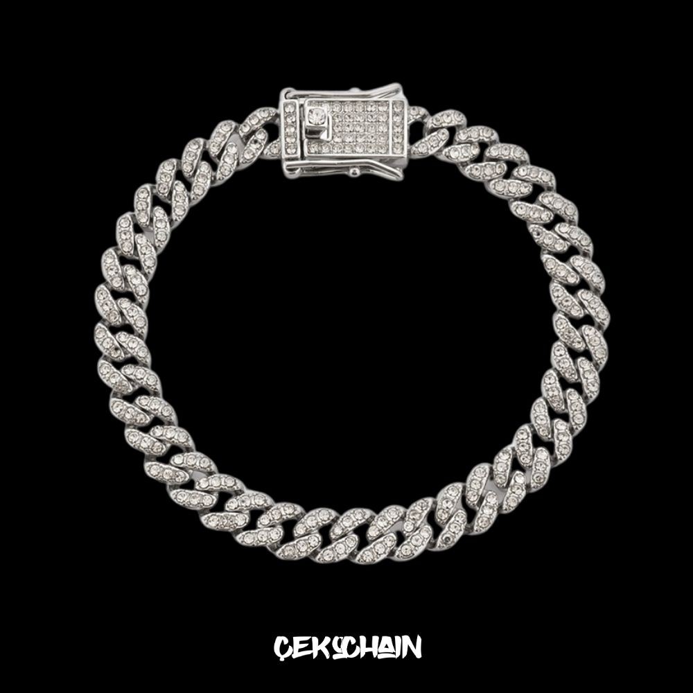 8mm Micro Cuban Bracelet Bileklik Silver