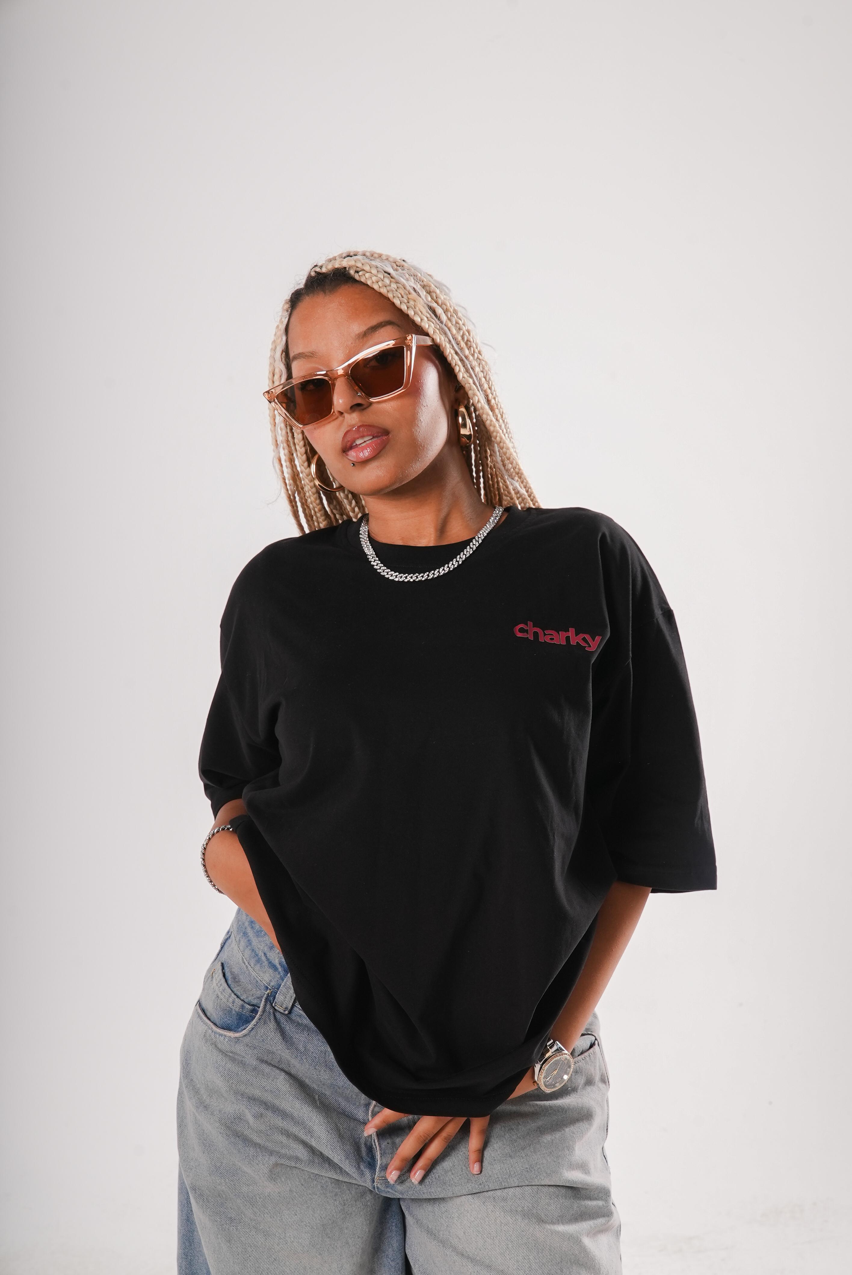 CHARKY BLACK OVERSIZE TEE TS16