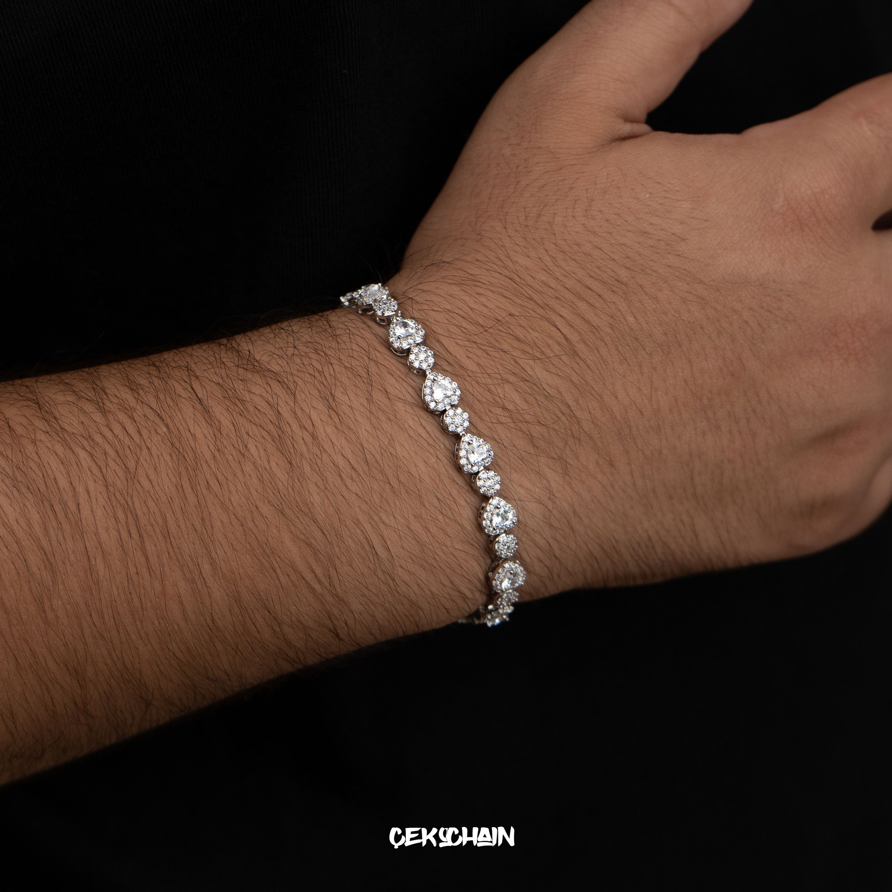 Kalpli Su Yolu Bileklik (18K White Gold Plated)) - Silver