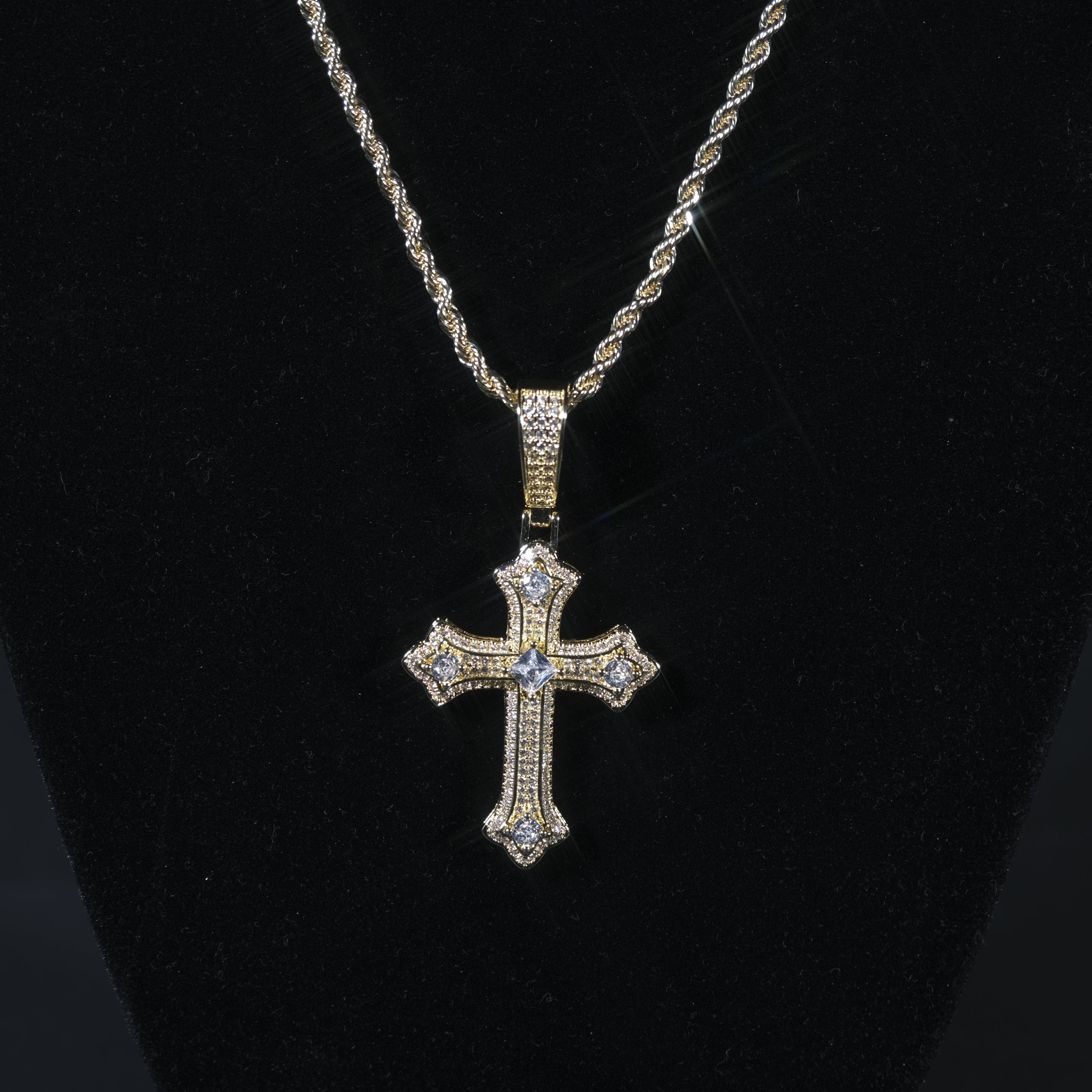 Iced Out Cross Pendant V2 (Gold)