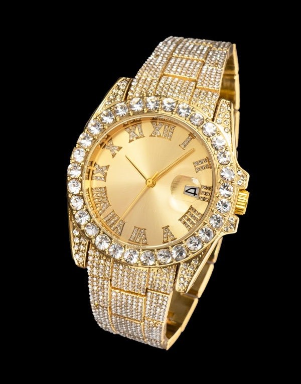 Full Gold Iced Out Watch Saat