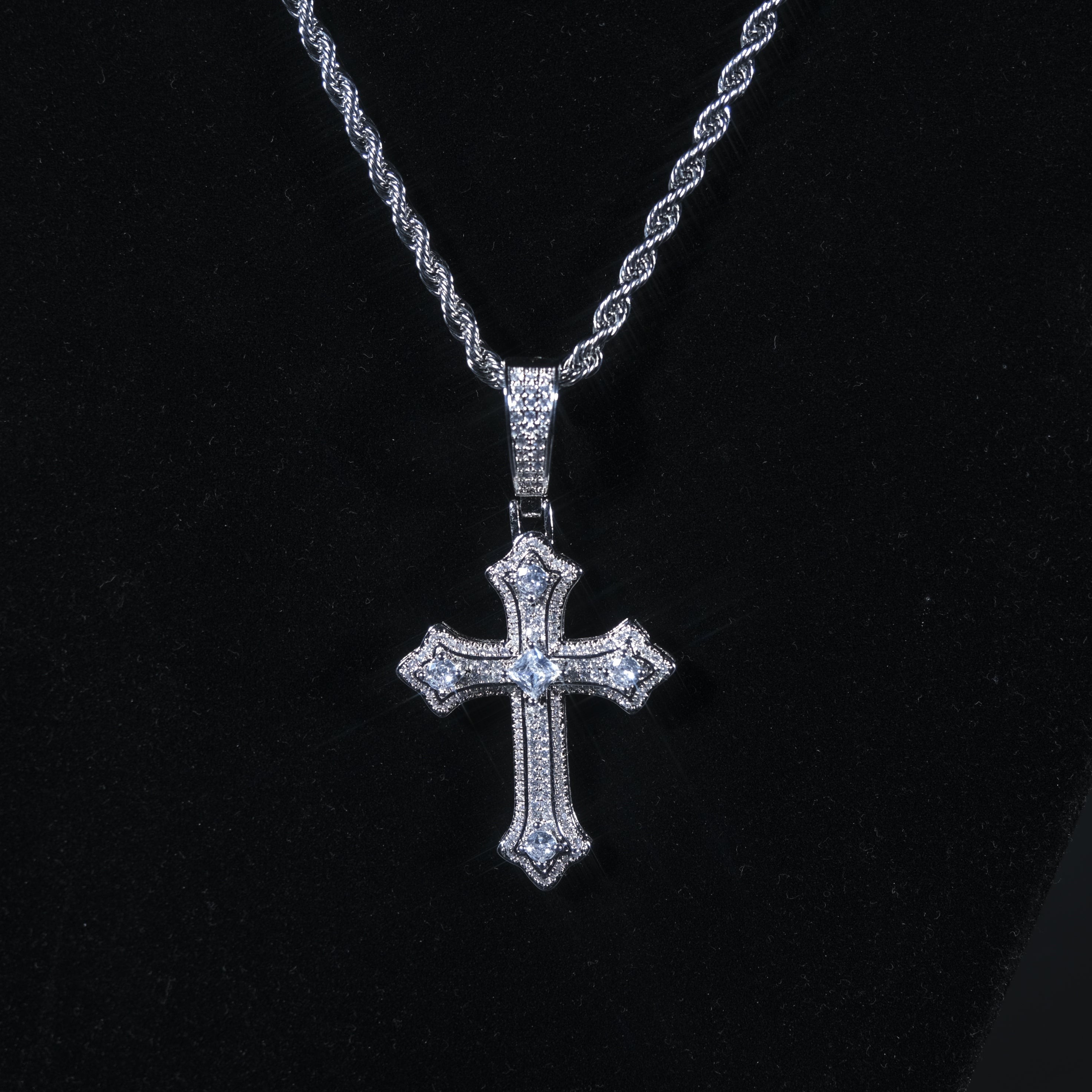 Iced Out Cross Pendant V2 (Silver)