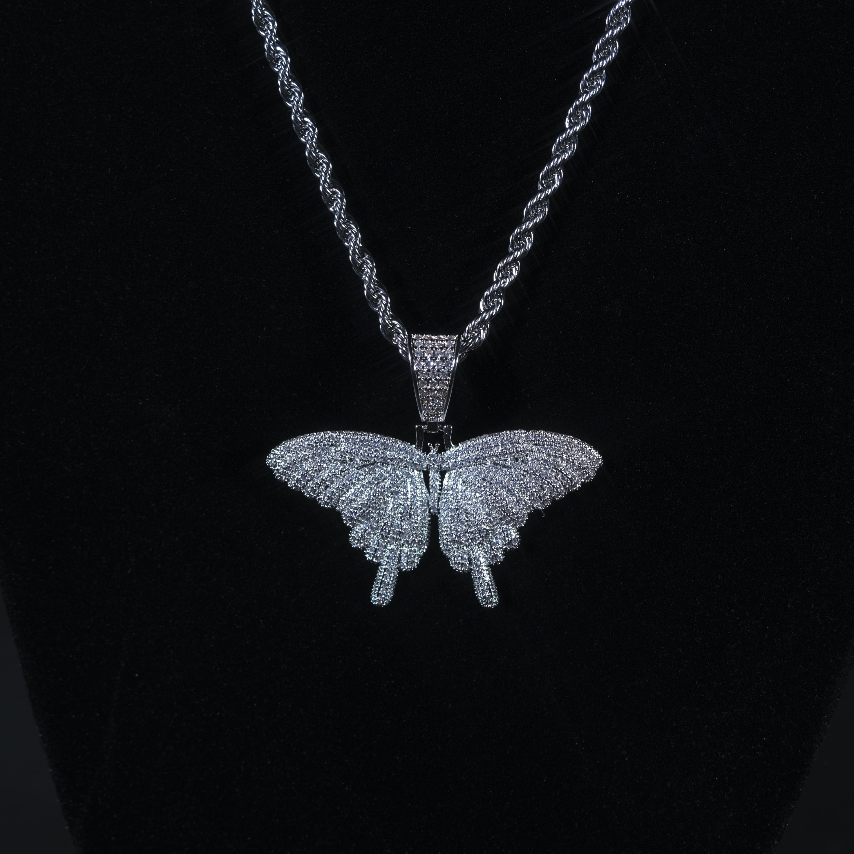 İced Butterfly Pendant Silver