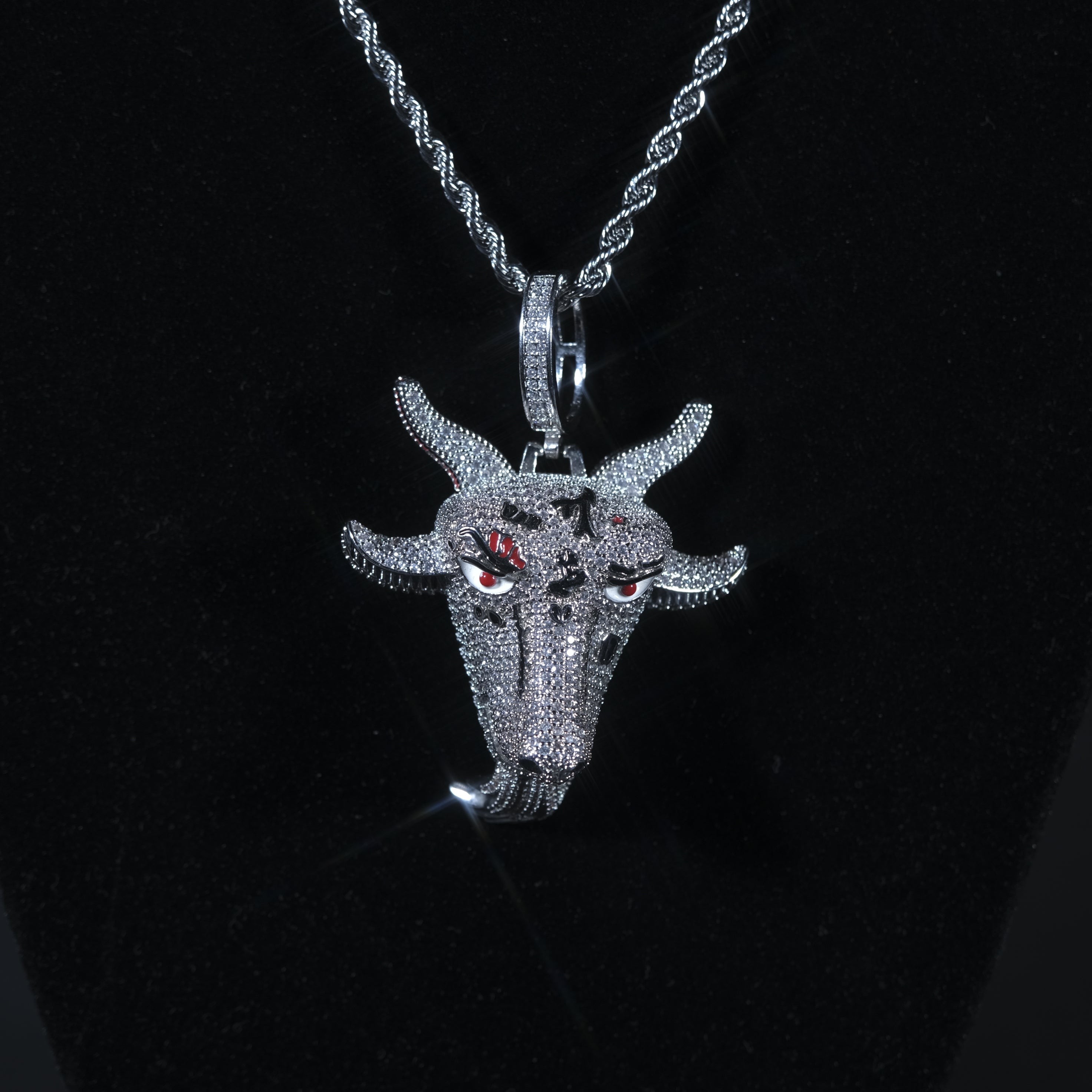 Iced Out Goat Silver