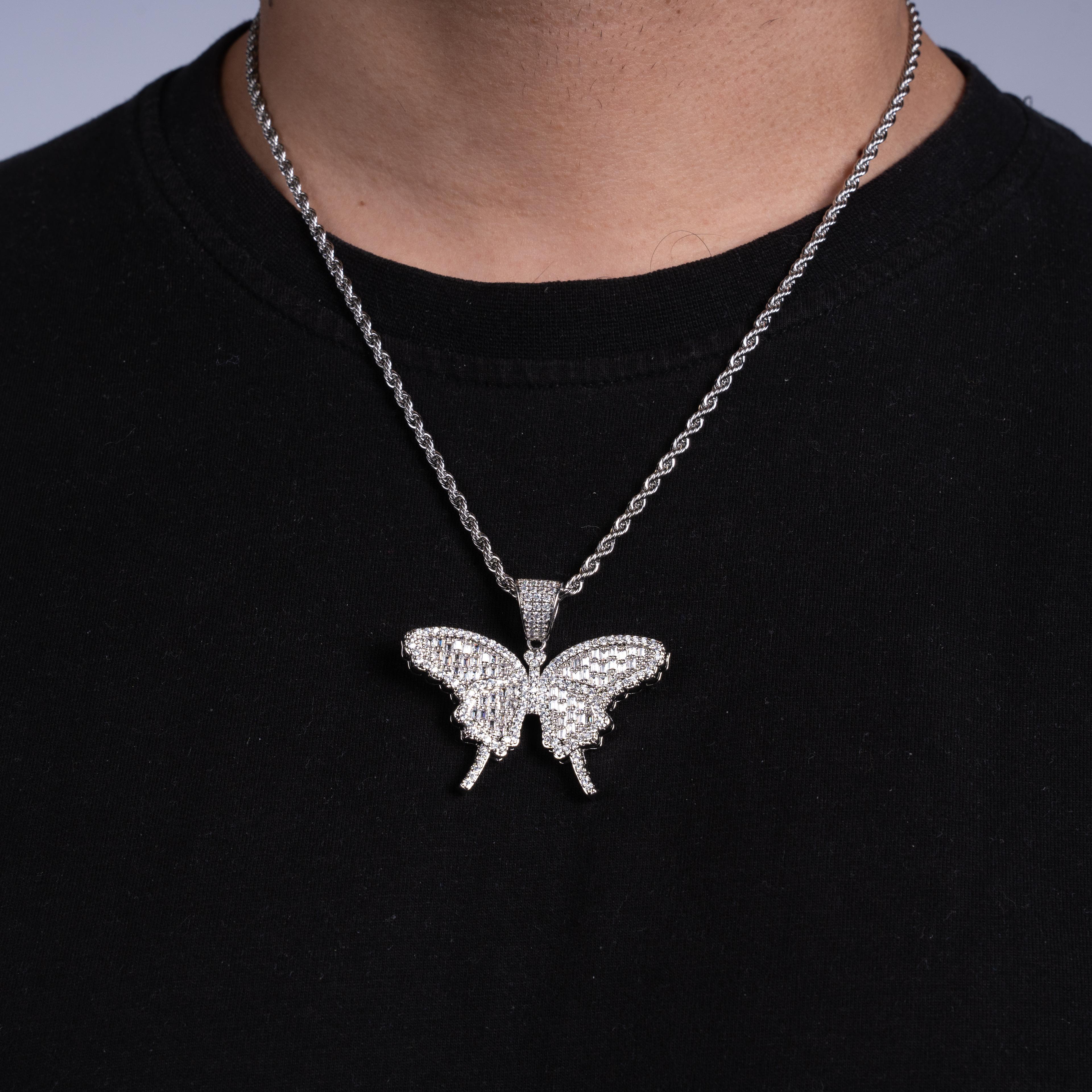 İced Butterfly Pendant Silver V2